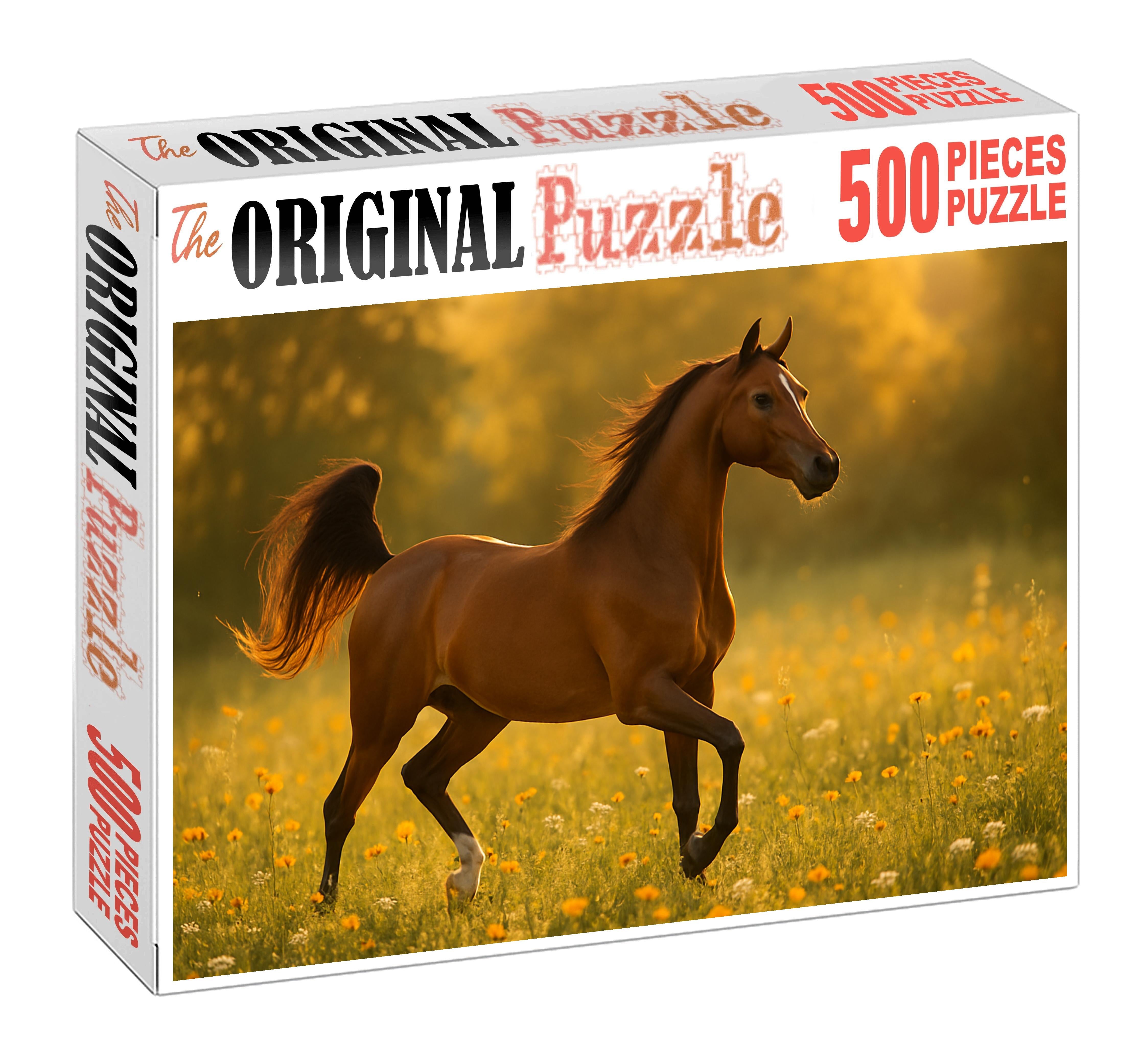 Sunlit Amber Arabian Radiant Bay Mare With Refined Features Large Format Puzzle