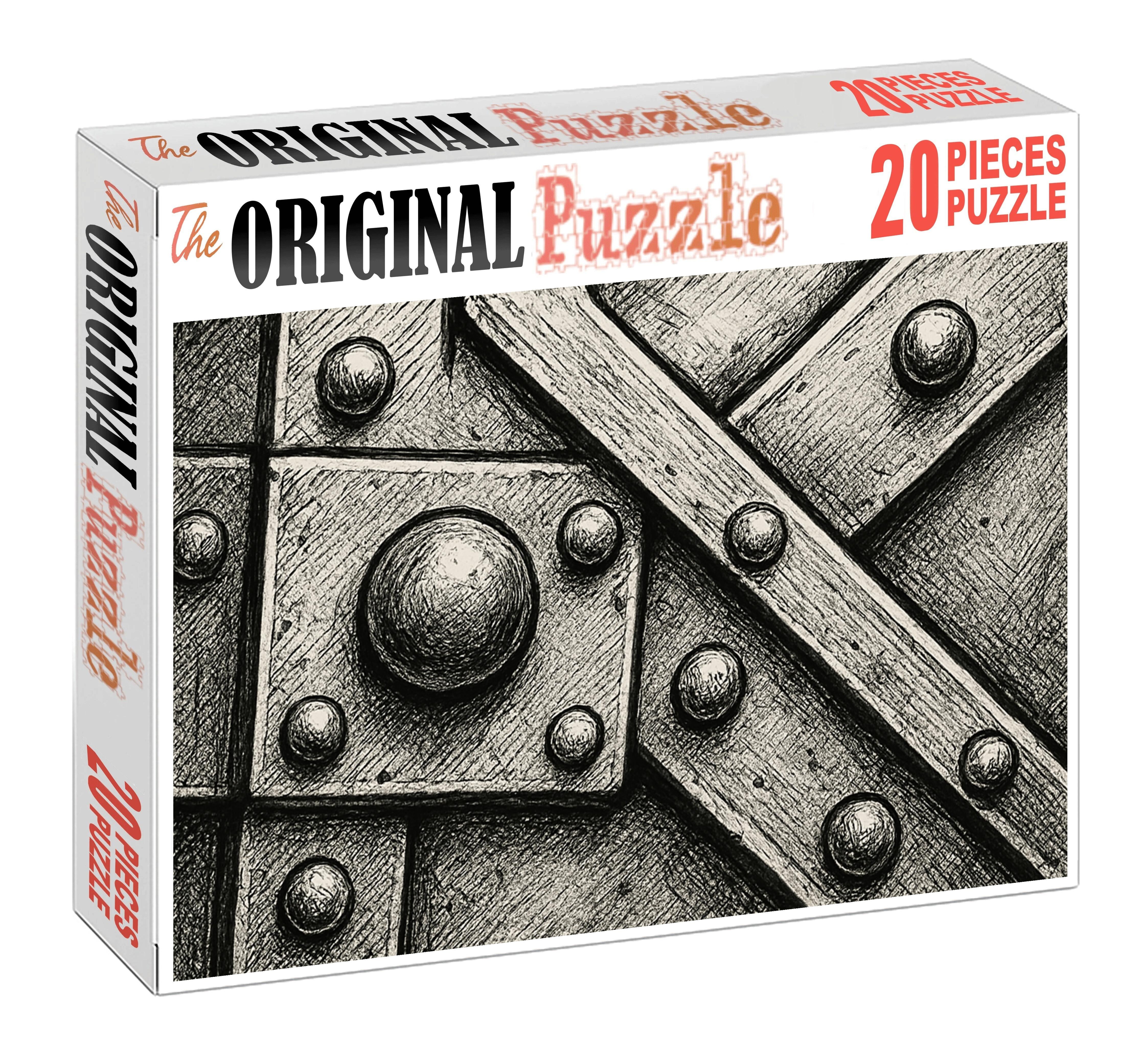 Industrial Rivet Study Ink Drawing Of Machinery Joinery With Bold Contours Puzzle Collection