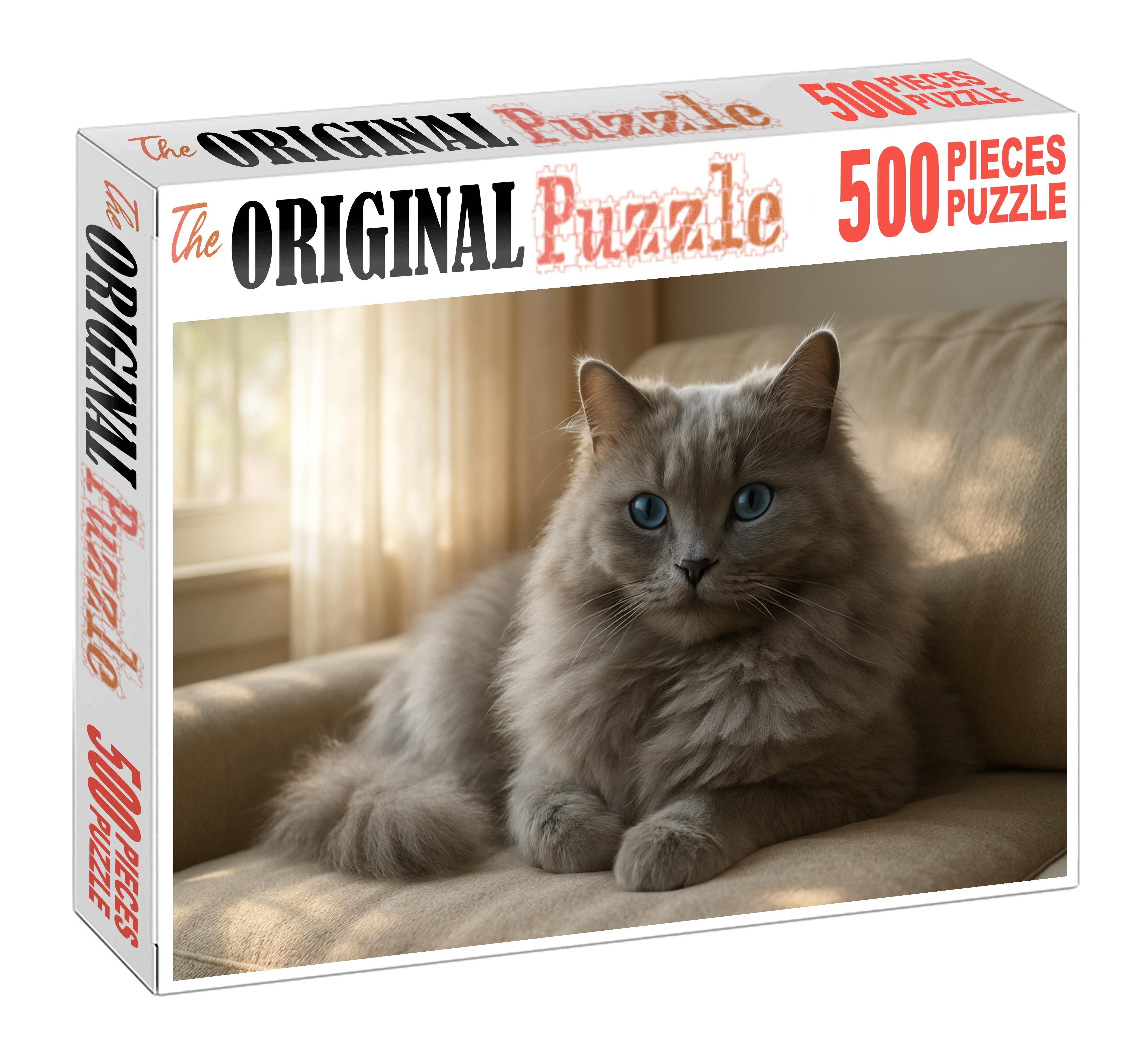 Pearl Mist Gentle Blue-gray Longhair With Soft Gaze 20 Piece Puzzle