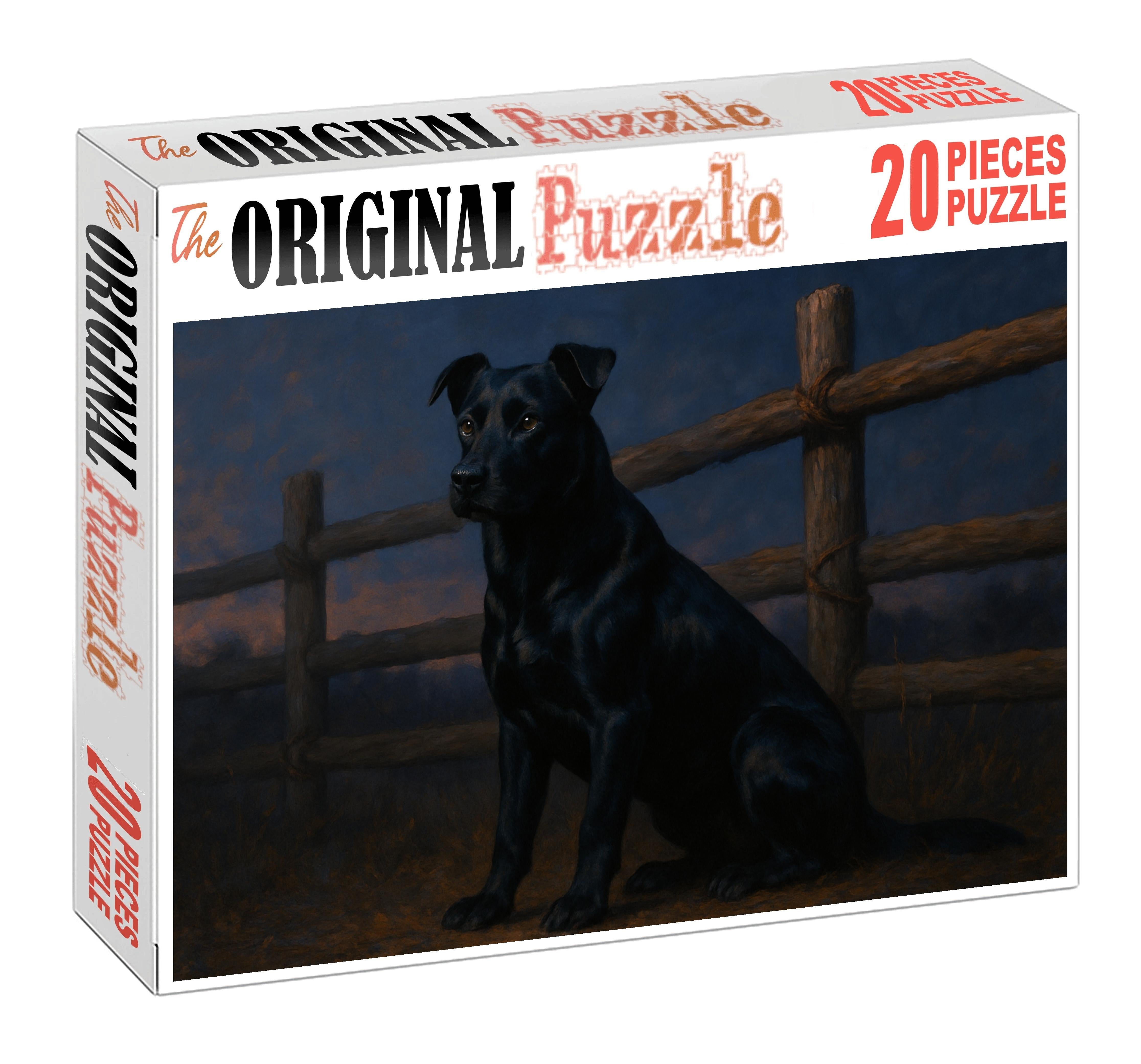 Obsidian Pelt Dense Black Guard Dog With Steady Temperament Puzzle Collection