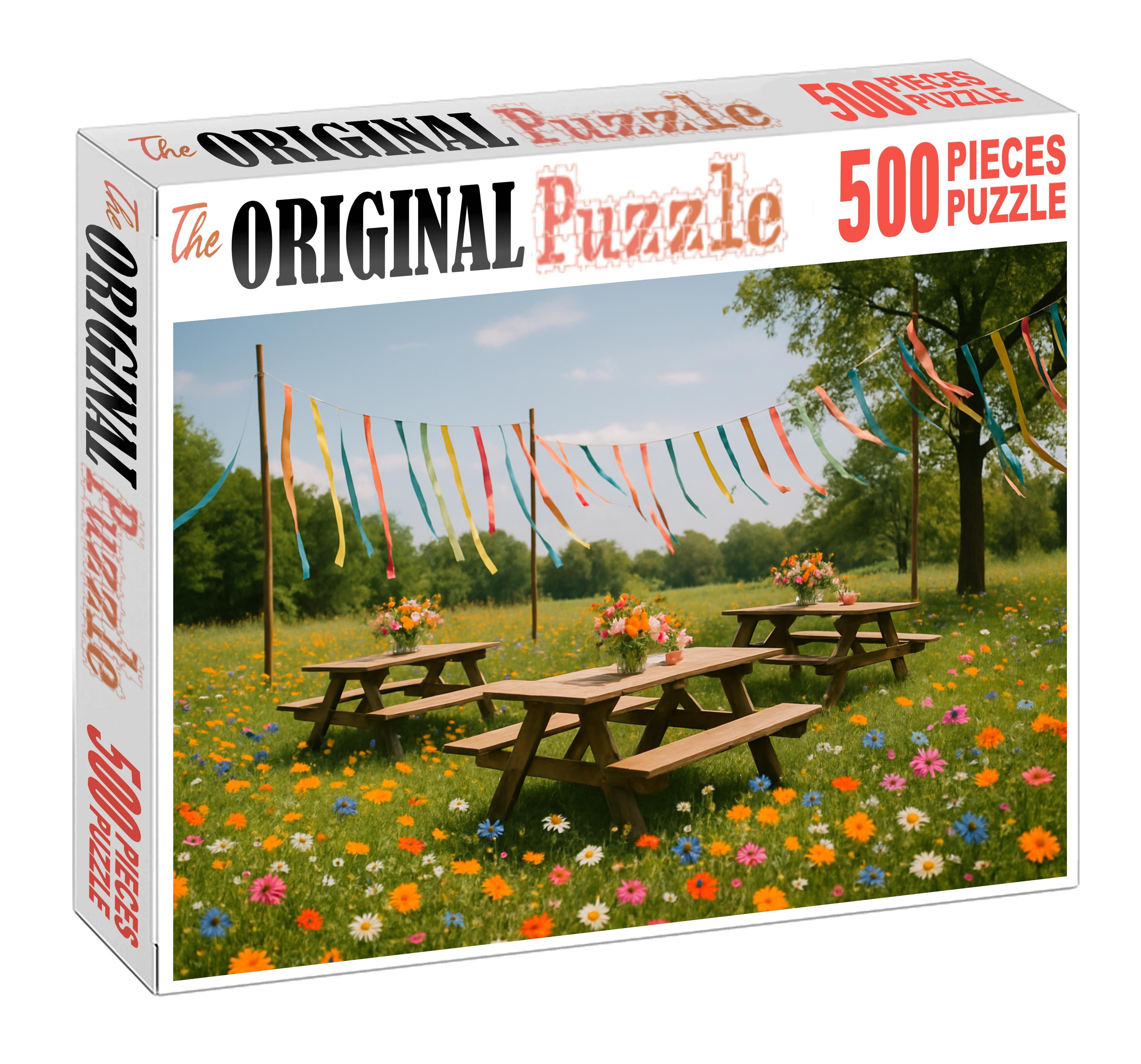 Spring Meadow Jubilee Vibrant Wildflowers And Colorful Ribbons 20 Piece Puzzle