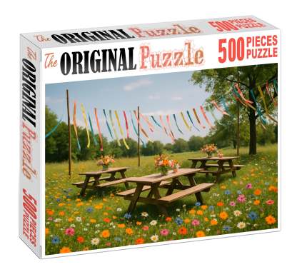 Spring Meadow Jubilee Vibrant Wildflowers And Colorful Ribbons 20 Piece Puzzle