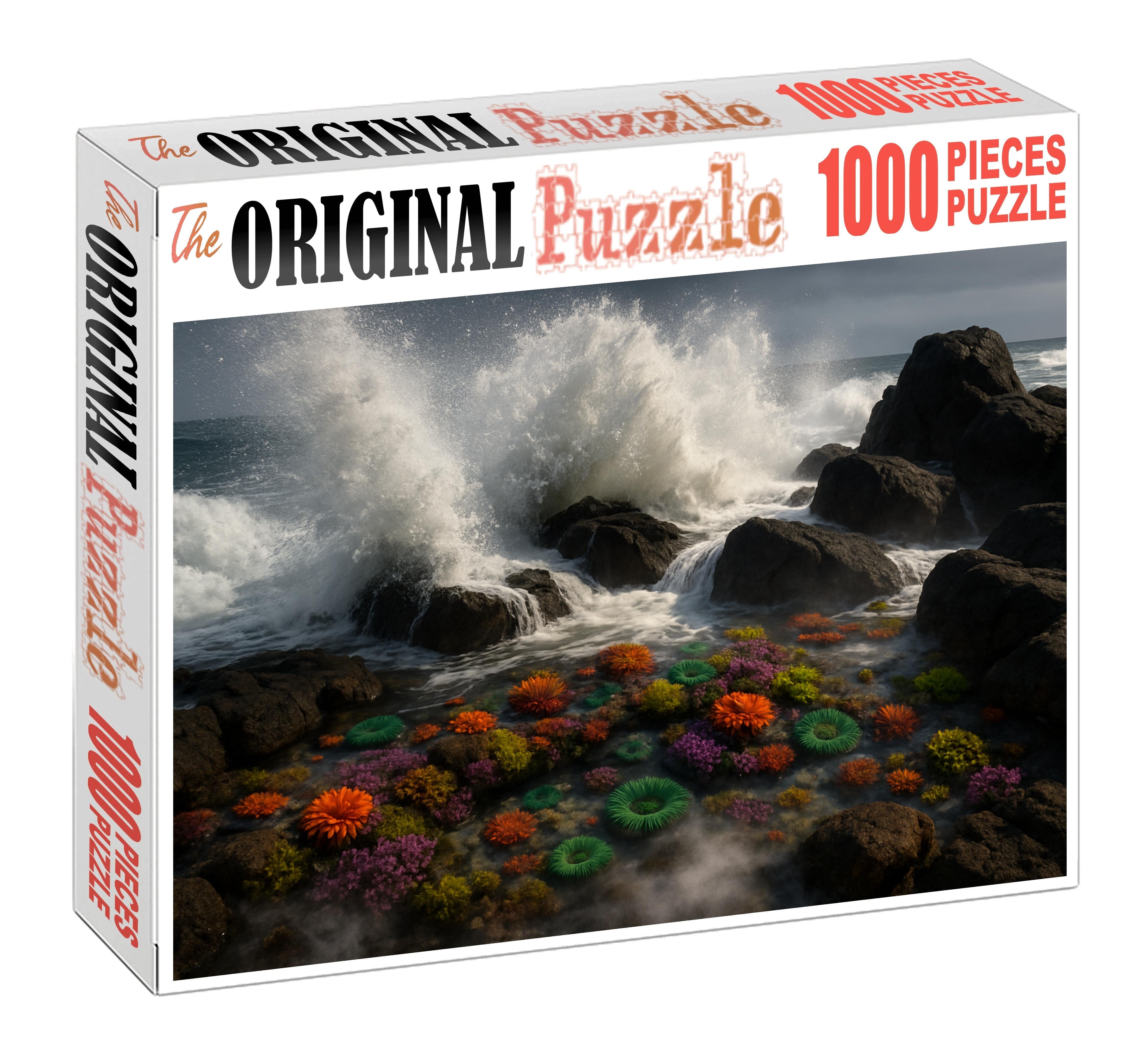 Silver Spray Reef Wave-polished Rocks Amid Ocean Mist 20 Piece Puzzle