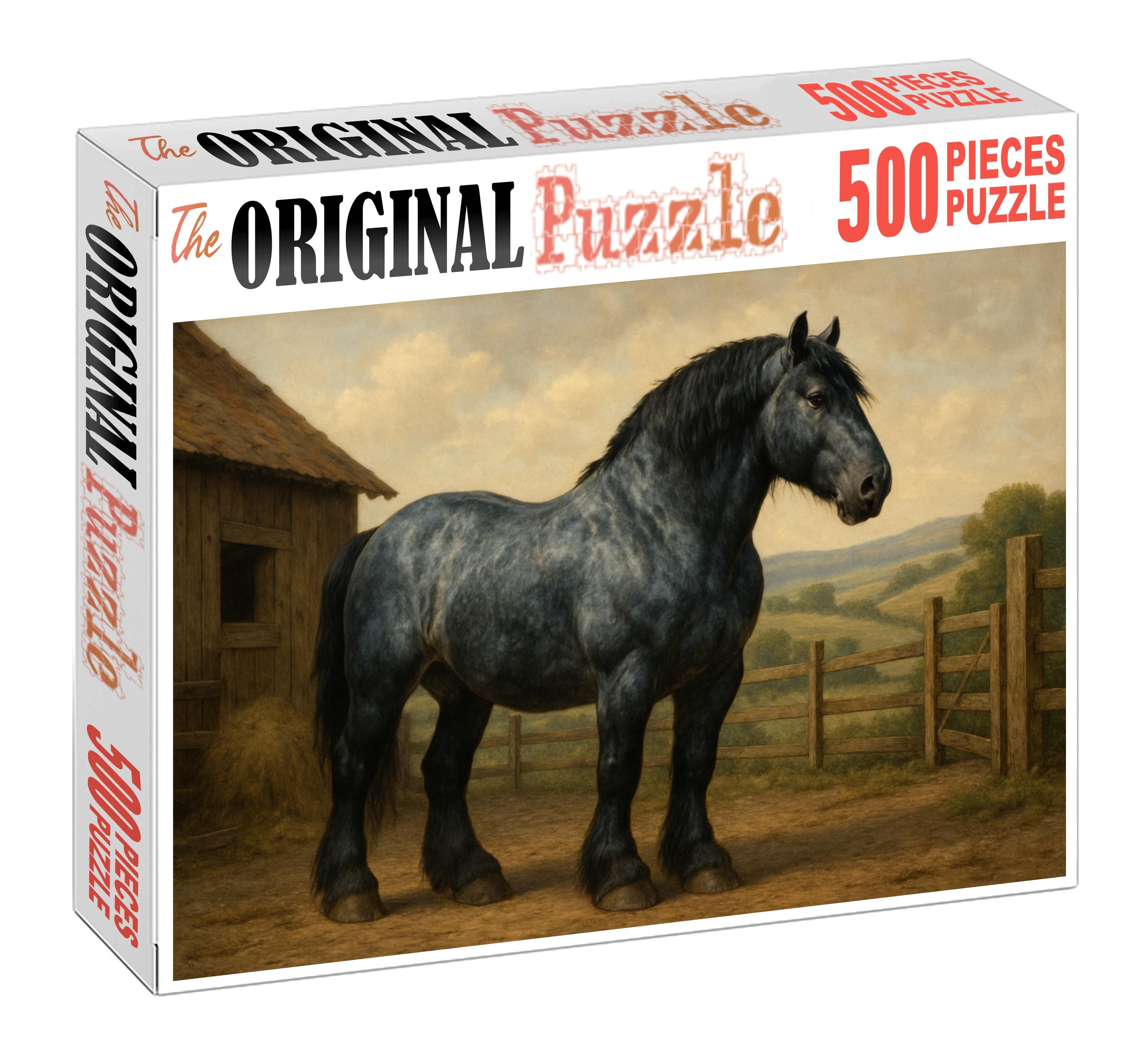 Storm Ridge Draft Massive Blue Roan Stallion With Powerful Presence Custom Jigsaw Puzzle