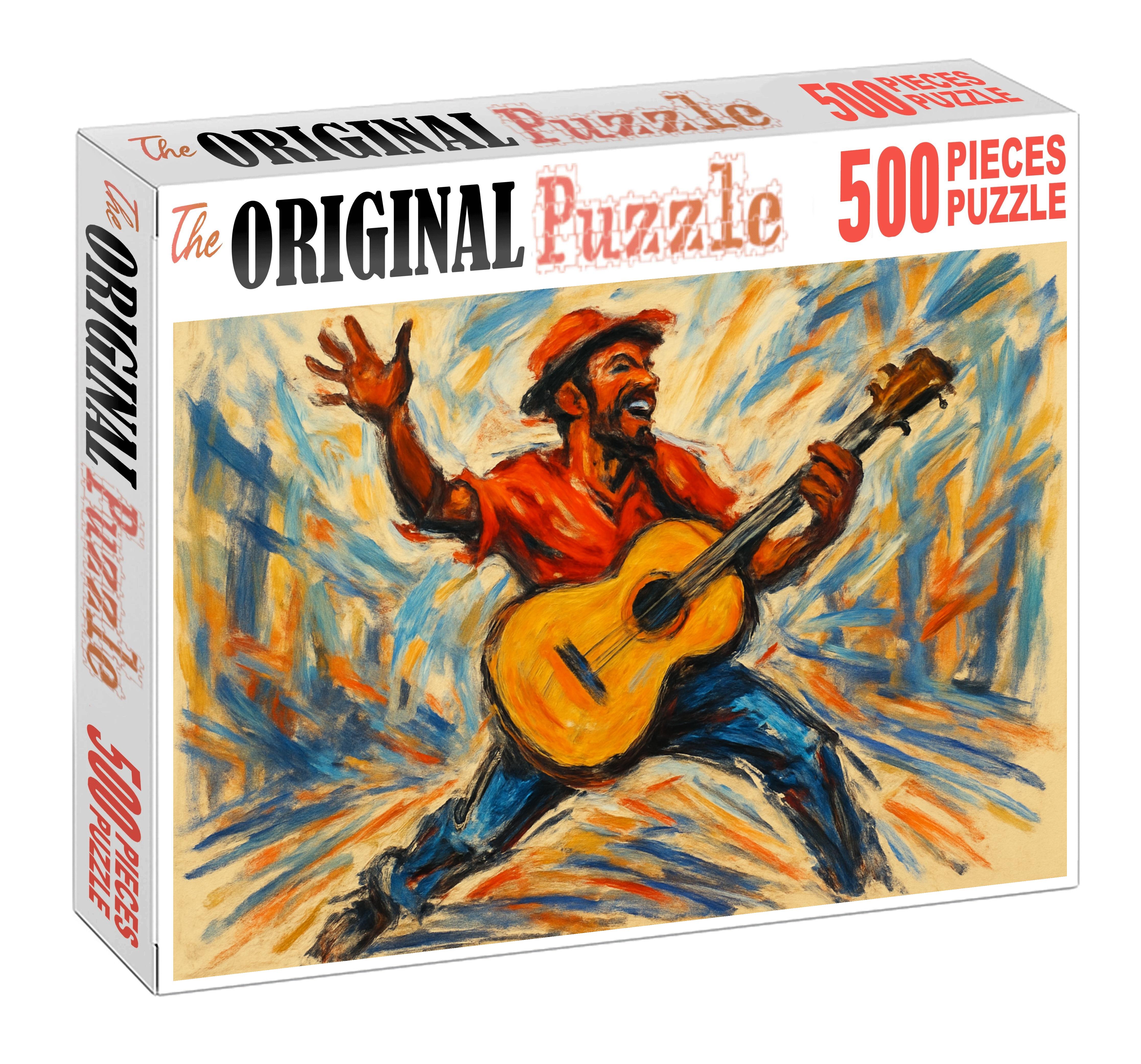 Dynamic Street Performer Sketch Loose Charcoal And Energetic Gesture Large Format Puzzle