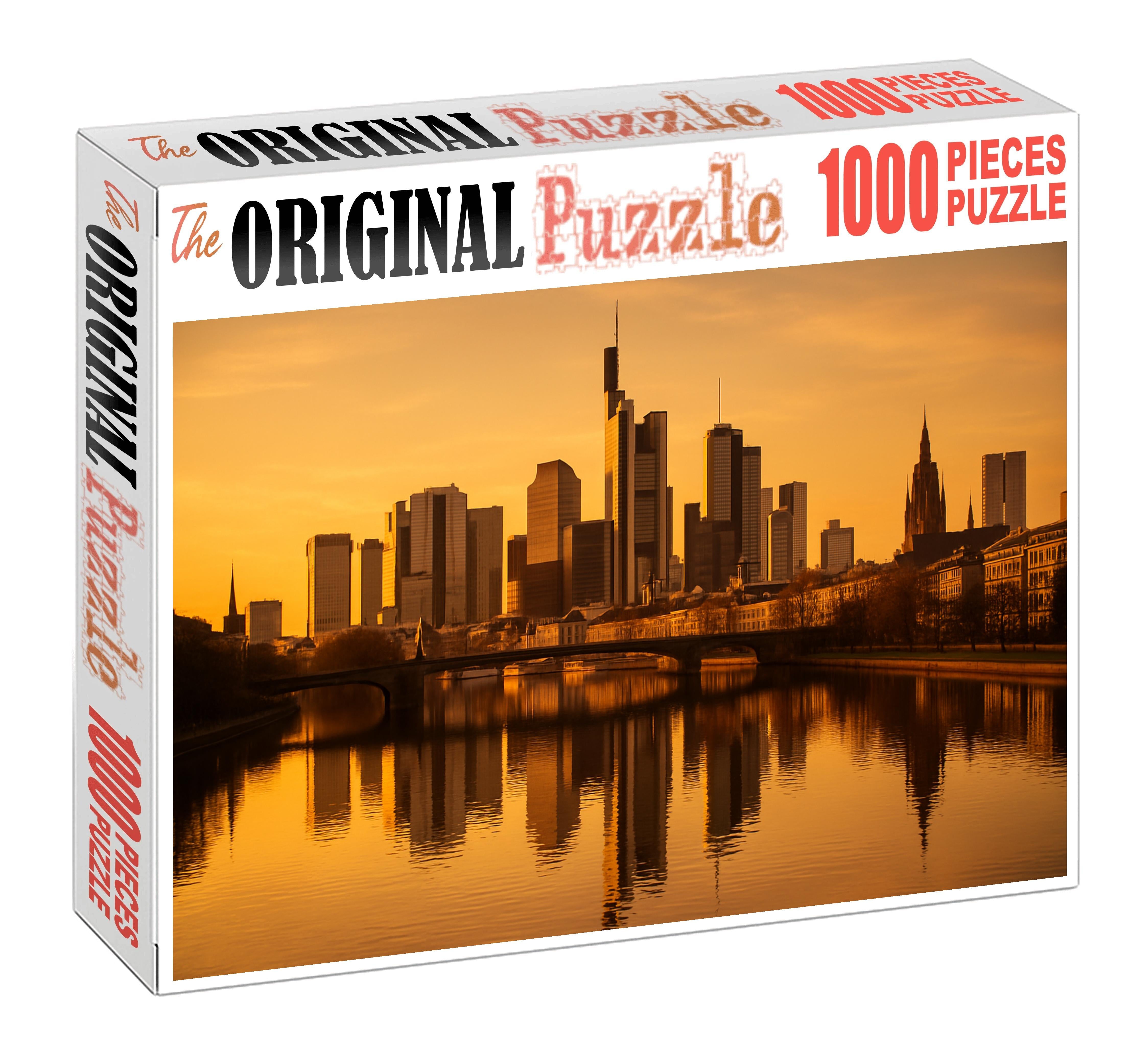 Frankfurt Skyline Europe's Financial Hub With Iconic Messeturm Tower Mini Puzzle