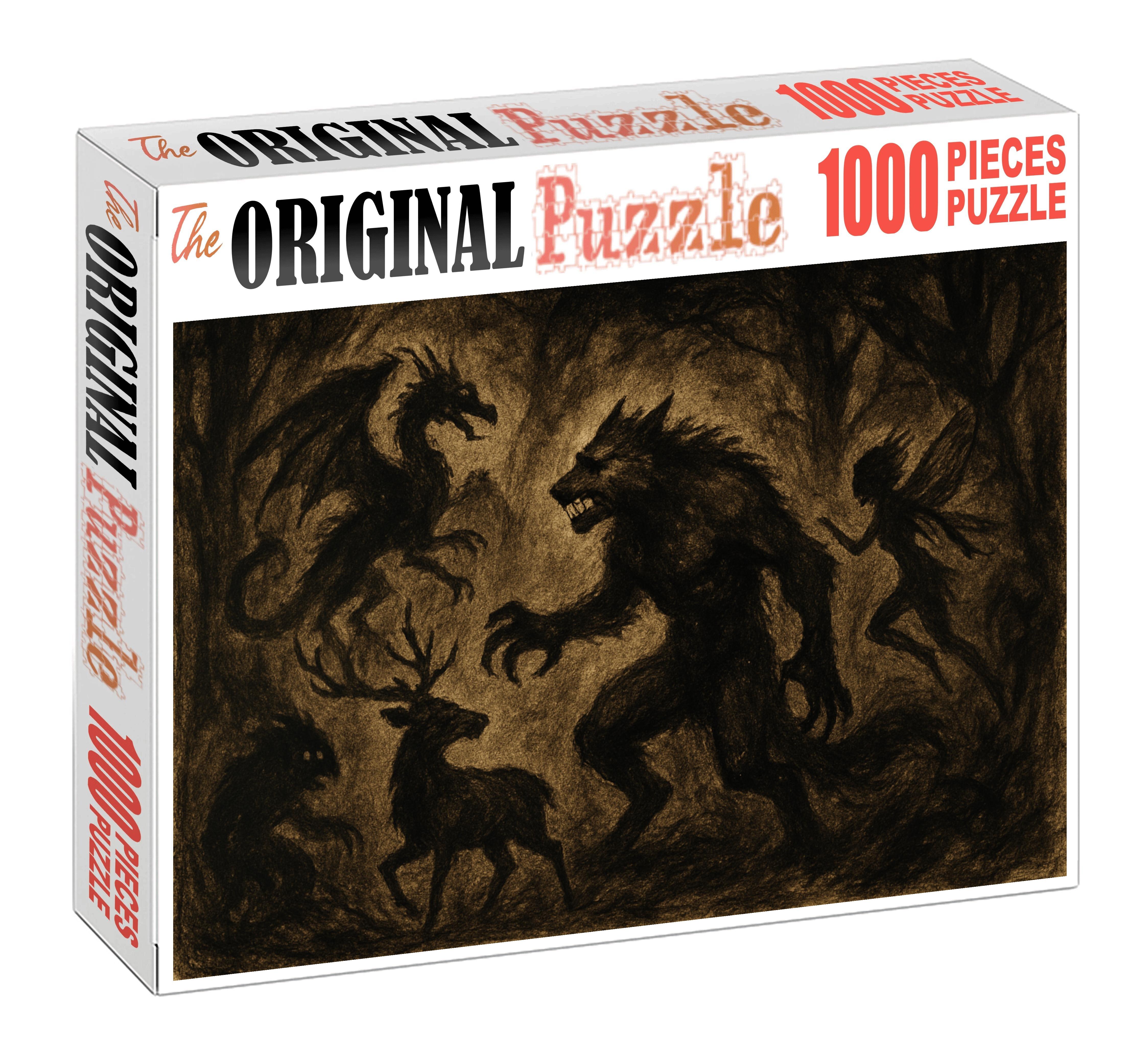 Mythical Forest Creatures Charcoal Sketch With Expressive Gestures Challenging Puzzles