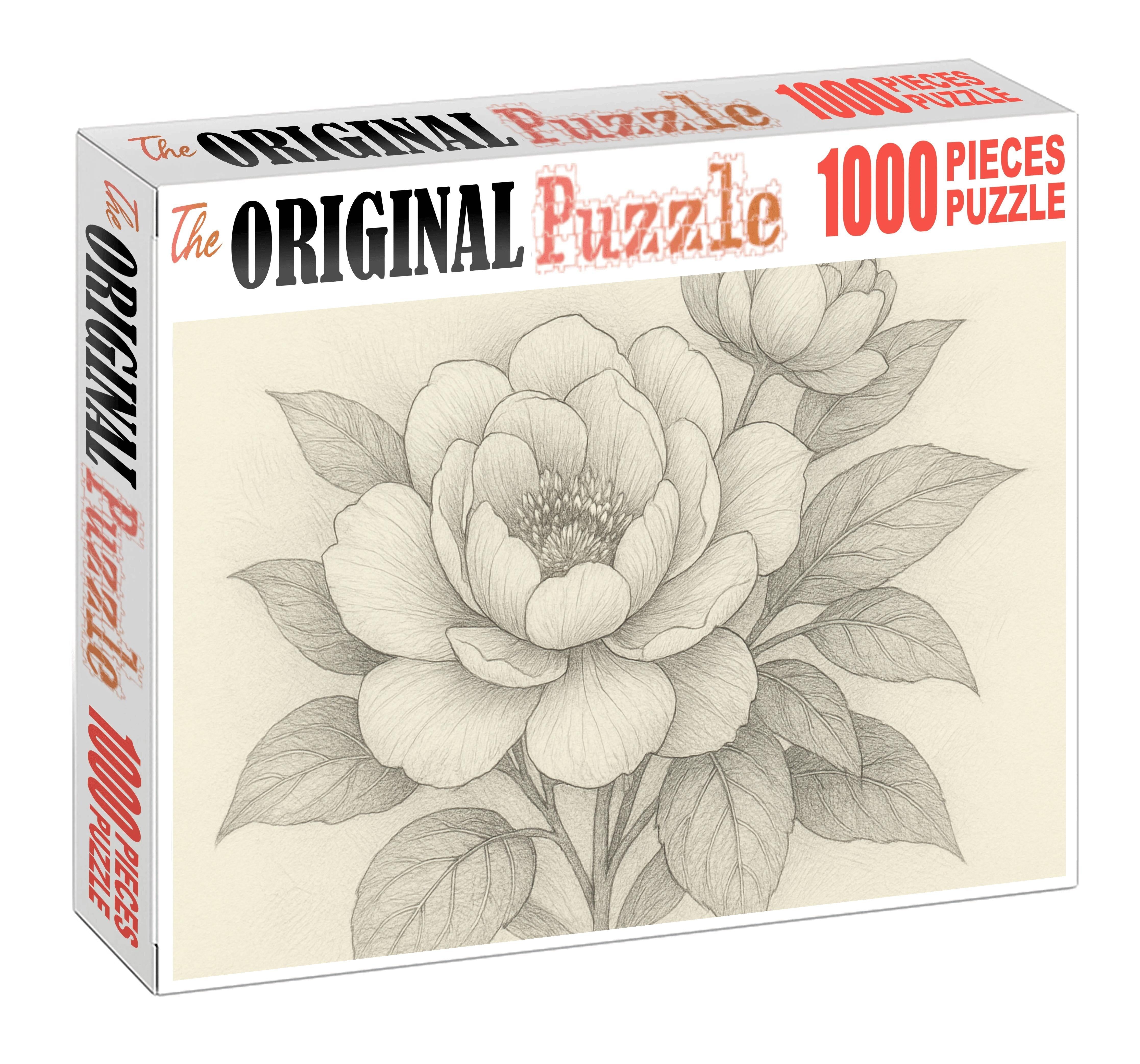 Intricate Floral Pattern Study Delicate Graphite Line Art With Layered Detail Mini Puzzle