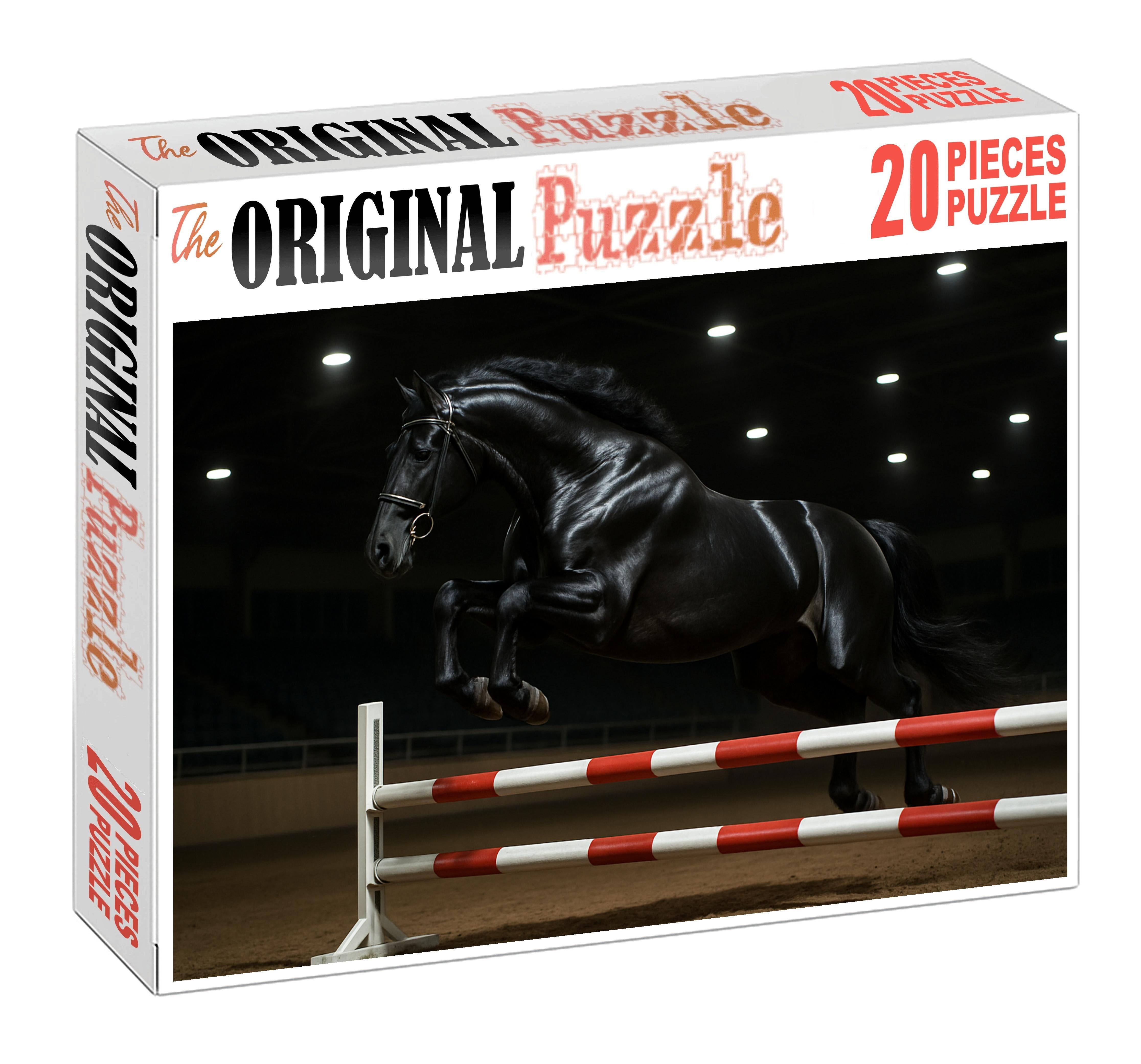 Midnight Velvet Sleek Black Stallion With Dynamic Presence Puzzle For Adults