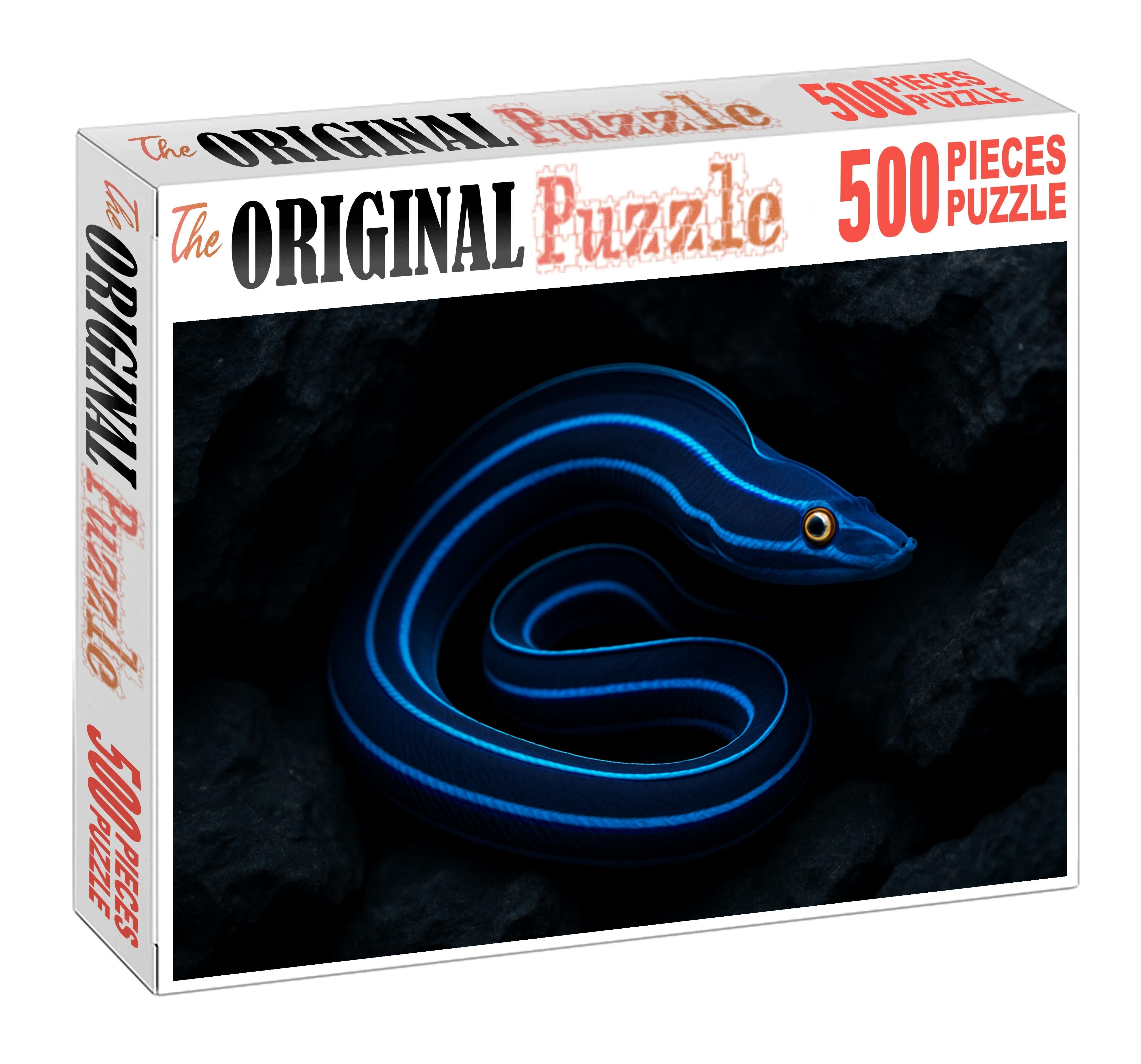 Azure Ribbon Eel Slender Ambush Predator With Electric Blue Bands Puzzle For Adults