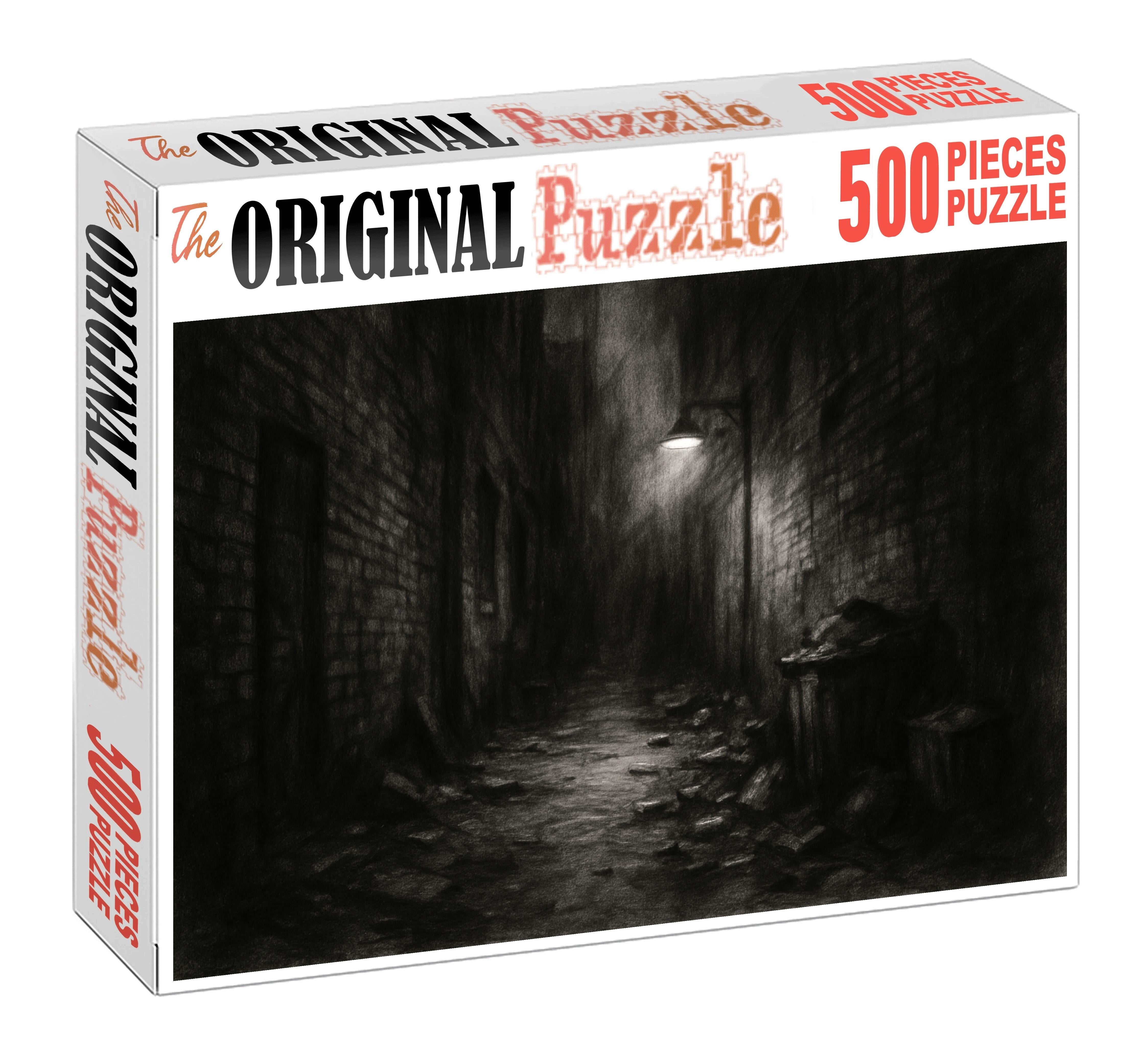 Urban Alleyway Impression Loose Charcoal Sketch Custom Jigsaw Puzzle