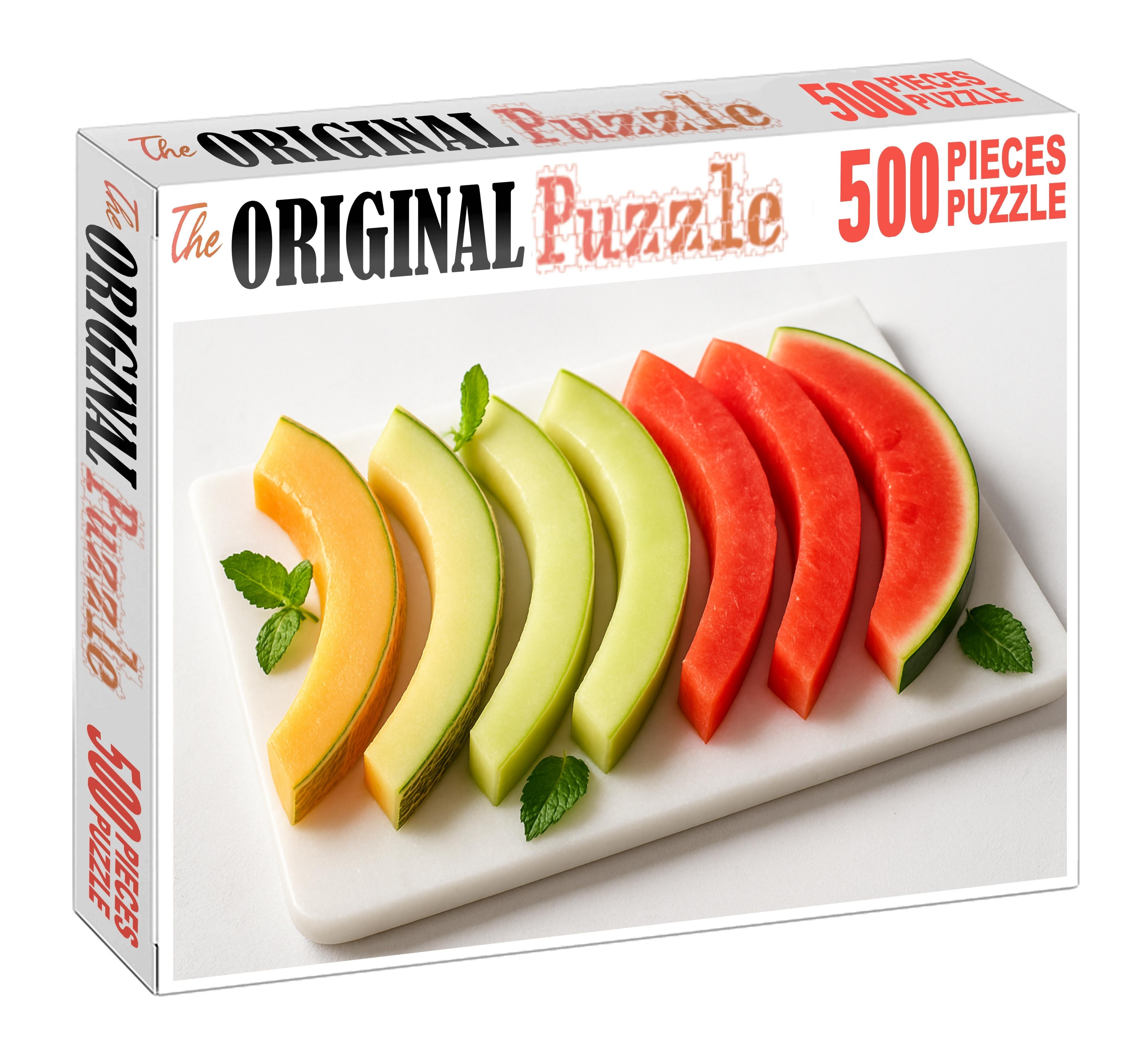 Melon Medley Delight Curved Slices Of Cantaloupe Honeydew And Watermelon Mini Puzzle