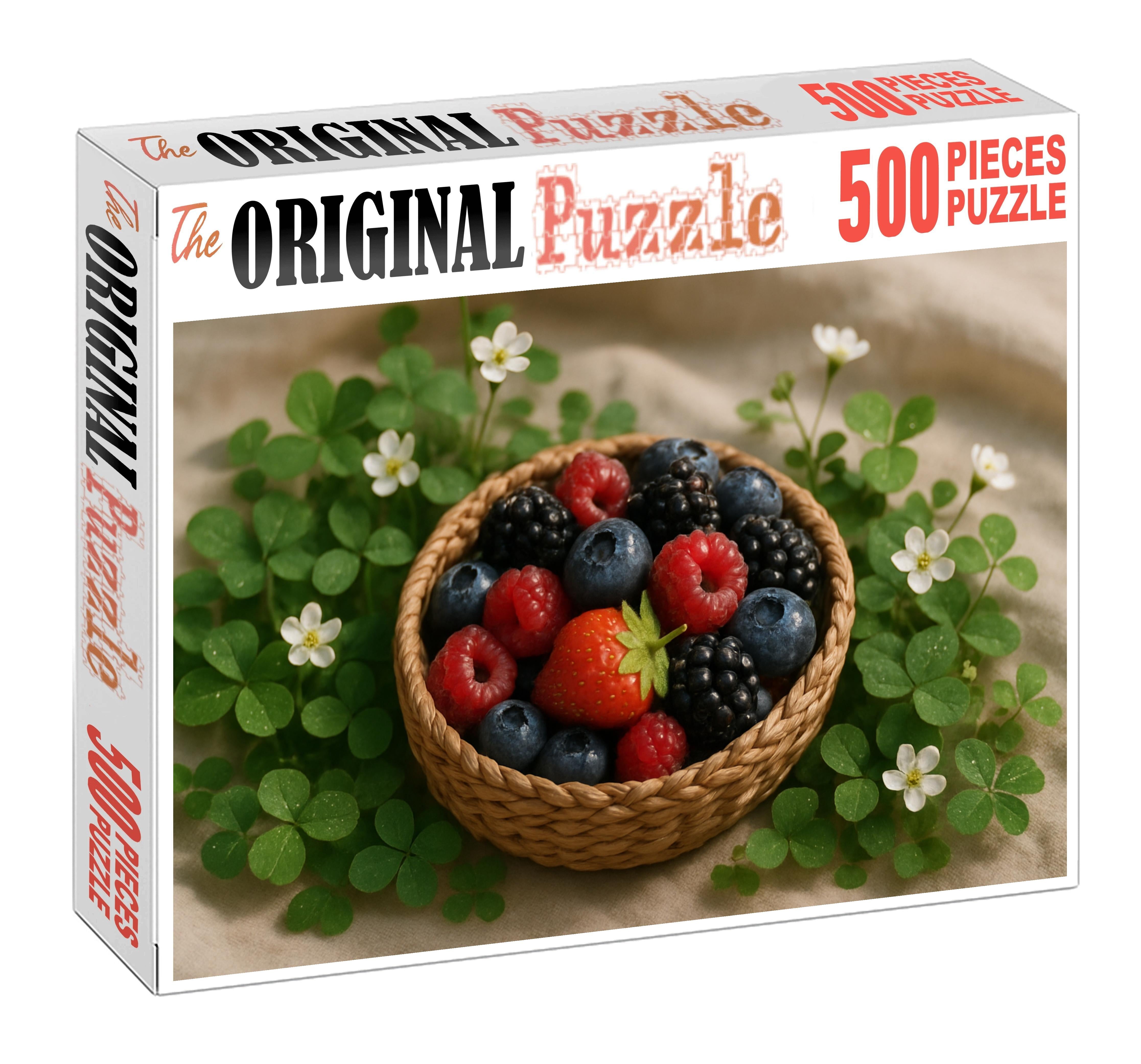 Berry Picnic Charm Handpicked Mixed Berries In Woven Basket Puzzle Challenge