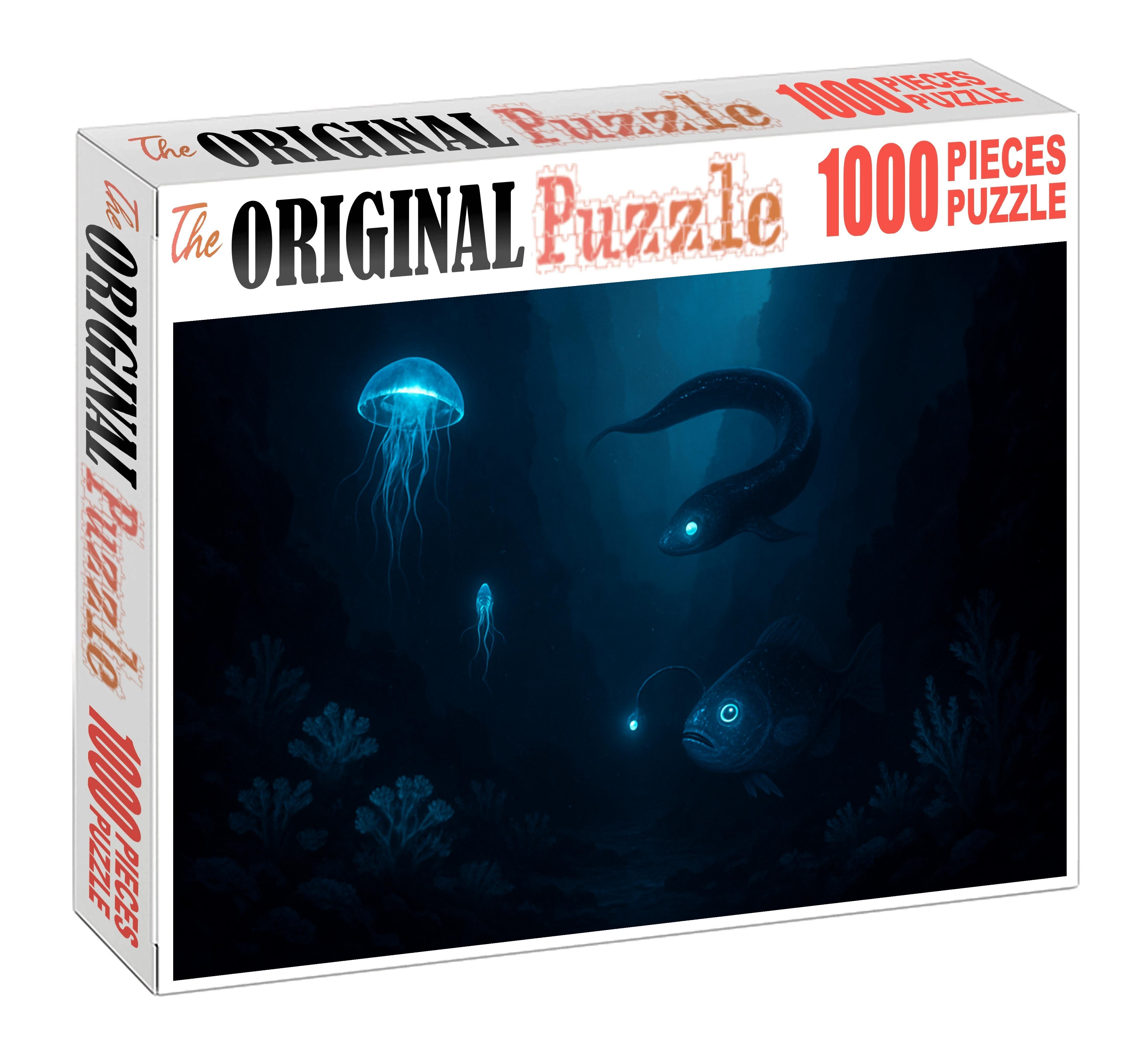 Twilight Abyss Mysterious Depths Illuminated By Bioluminescent Creatures 300 Piece Puzzle