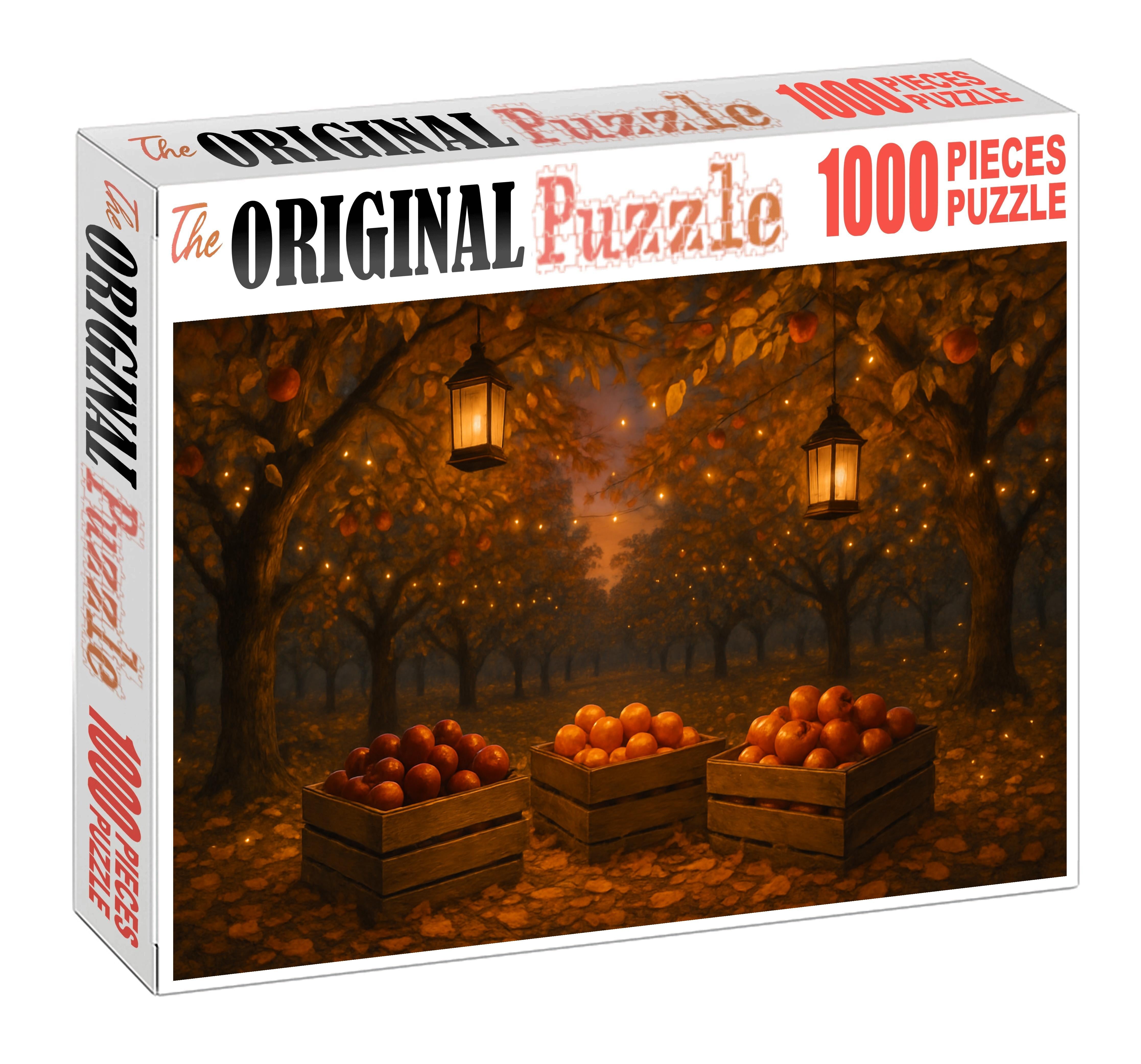 Amber Orchard Twilight Glowing Lanterns Amid Golden Foliage Puzzle Fun