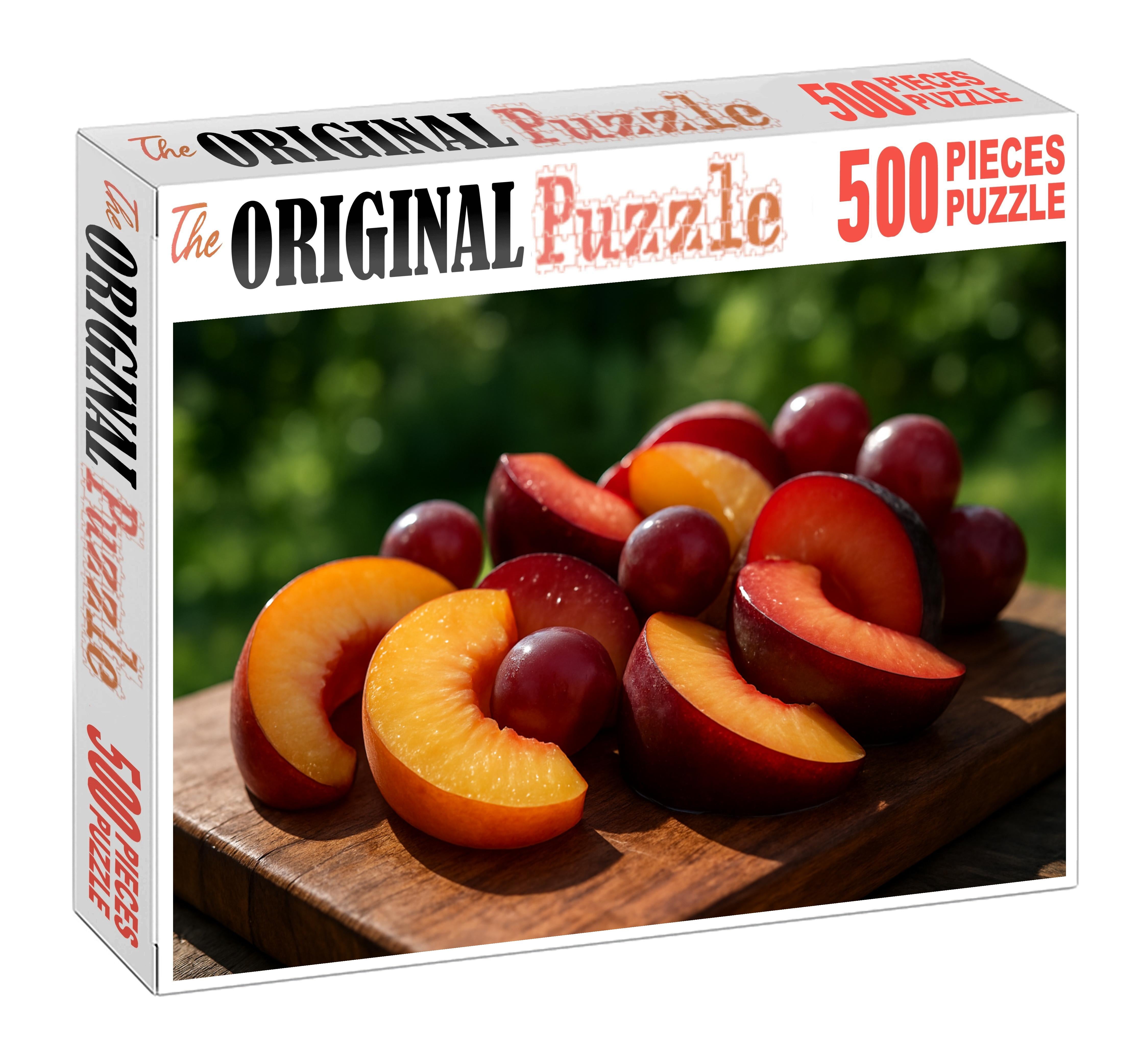 Sunset Orchard Delight Stone Fruit And Grapes Ensemble 100 Piece Puzzle
