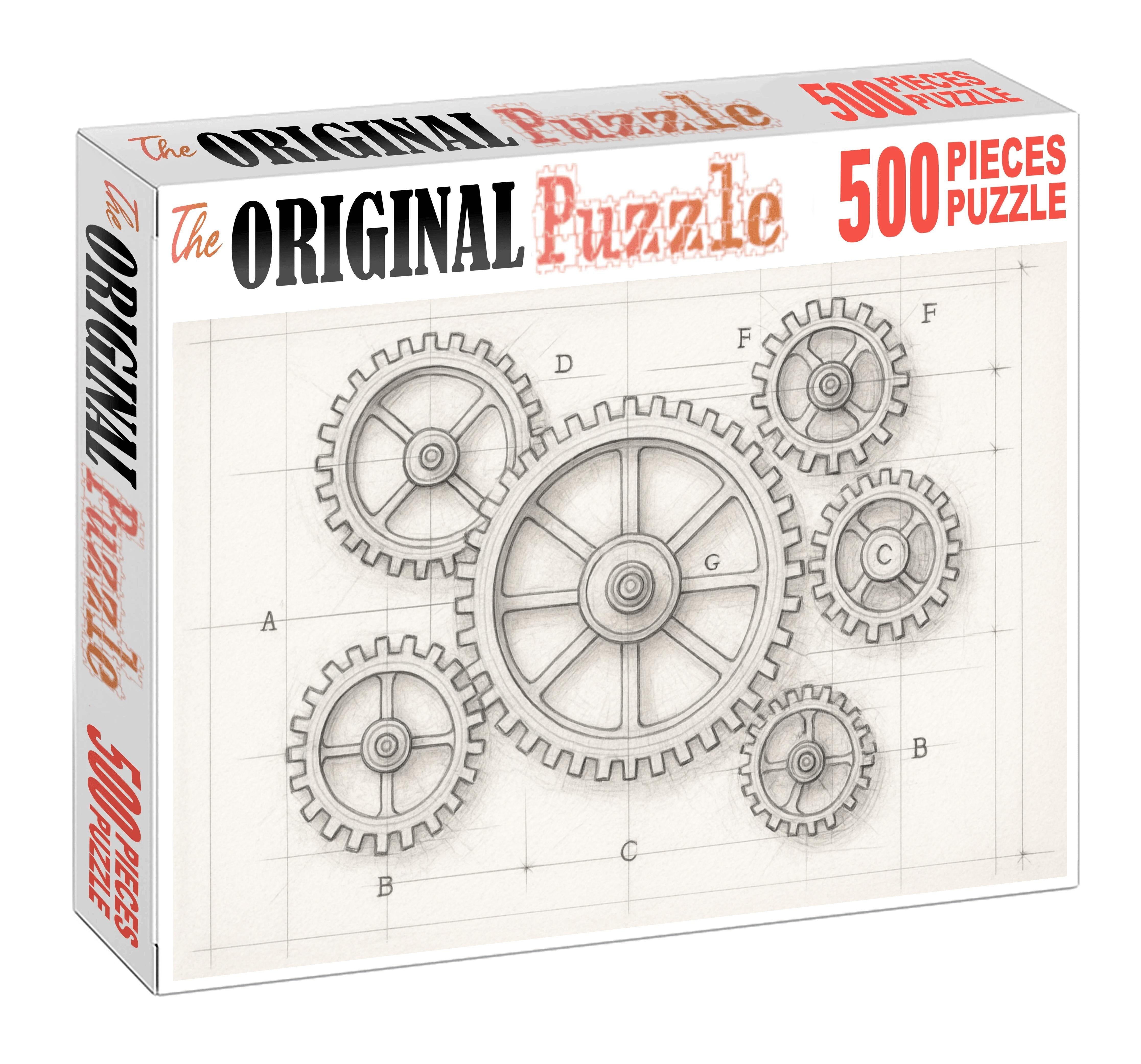 Mechanical Device Blueprint Technical Pencil And Ruler Precision Puzzle Challenge