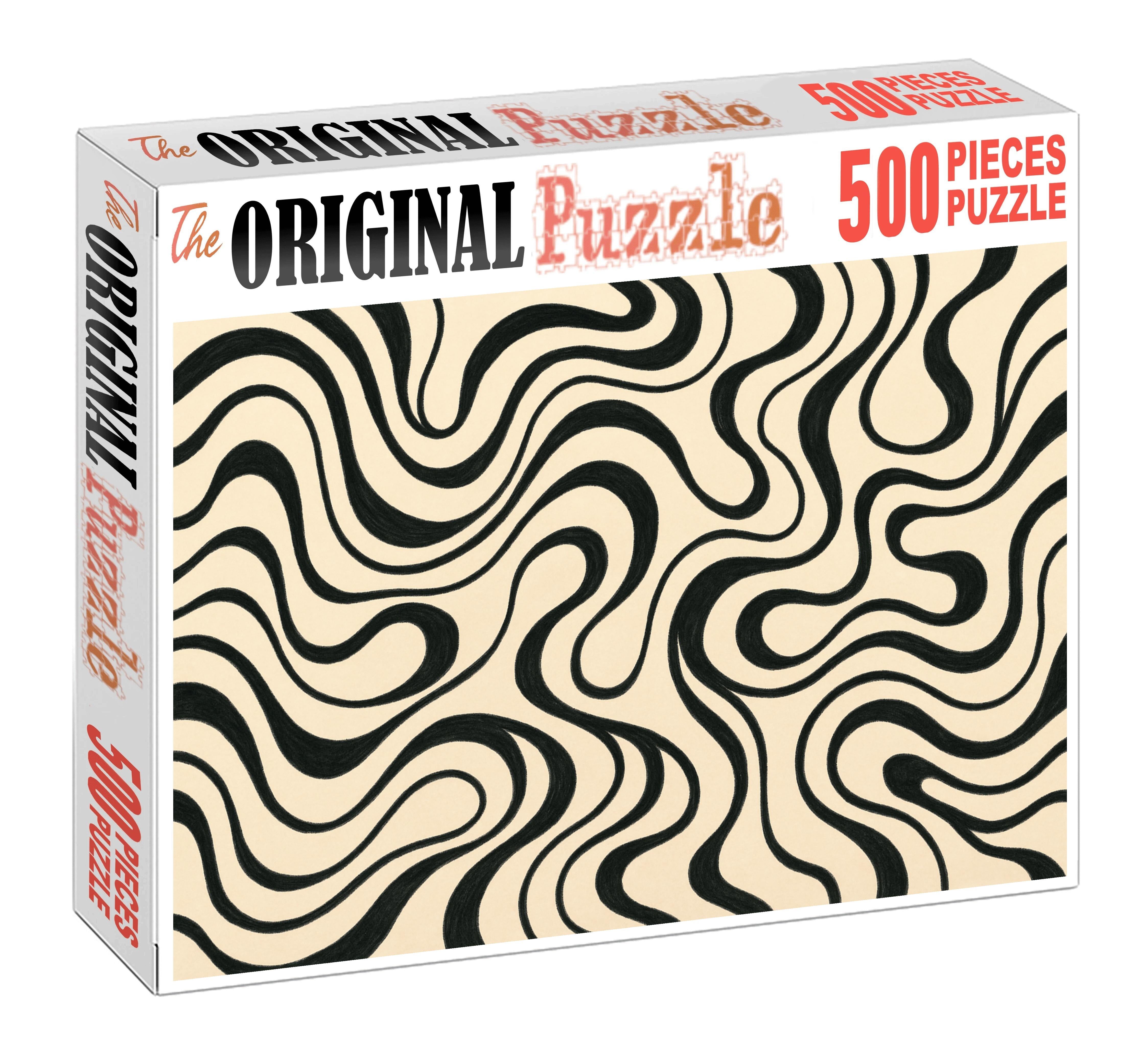 Abstract Organic Forms Freehand Ink Composition With Fluid Linework Large Format Puzzle