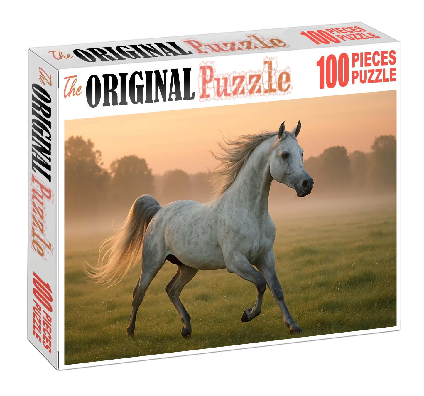Silver Whisper Graceful Dapple Gray Arabian Stallion With Spirited Energy 50 Piece Puzzle