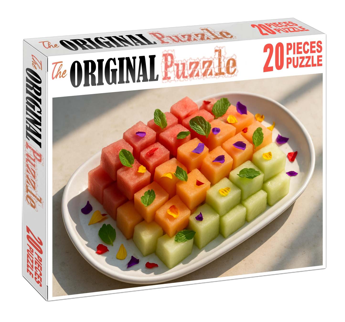 Melon Medley Watermelon Cantaloupe And Honeydew Cubes Large Format Puzzle
