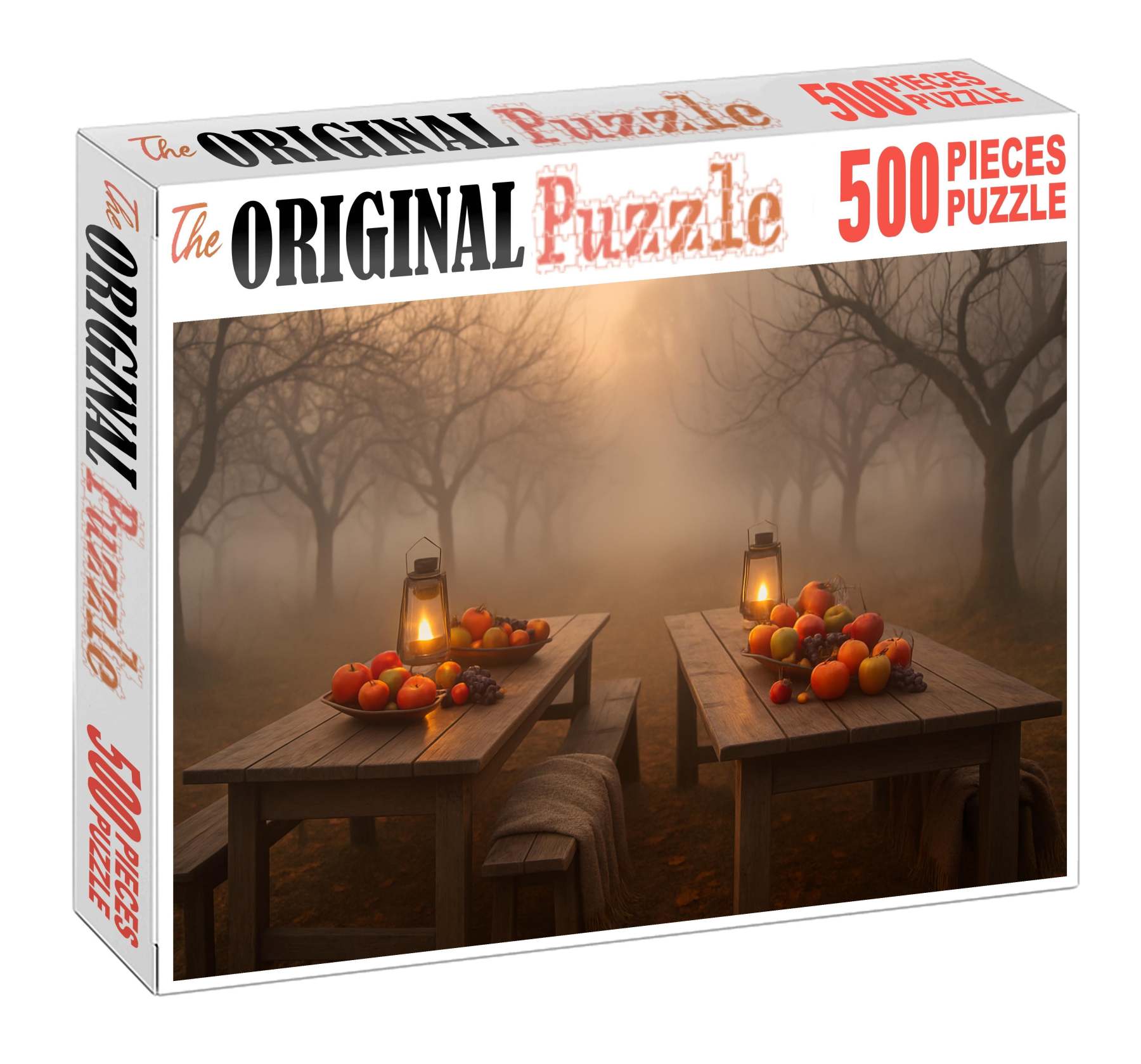 Misty Autumn Orchard Crisp Air And Lantern-lit Harvest Tables 20 Piece Puzzle