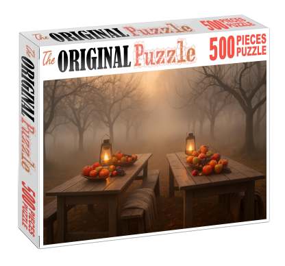 Misty Autumn Orchard Crisp Air And Lantern-lit Harvest Tables 20 Piece Puzzle
