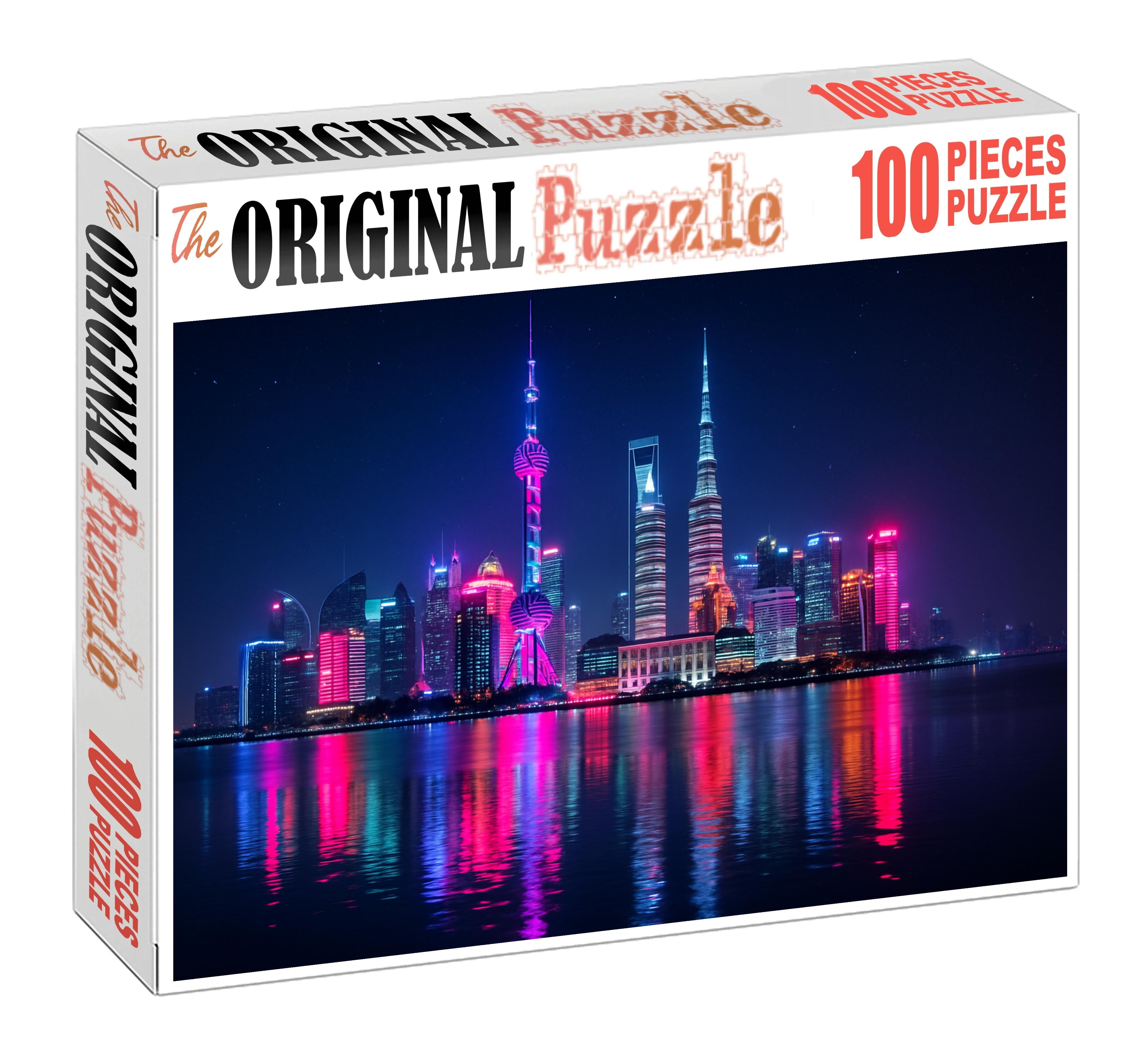 Tokyo Bay Skyline Neon-lit Urban Spectacle With Tokyo Skytree And Tokyo Tower Puzzle For Adults