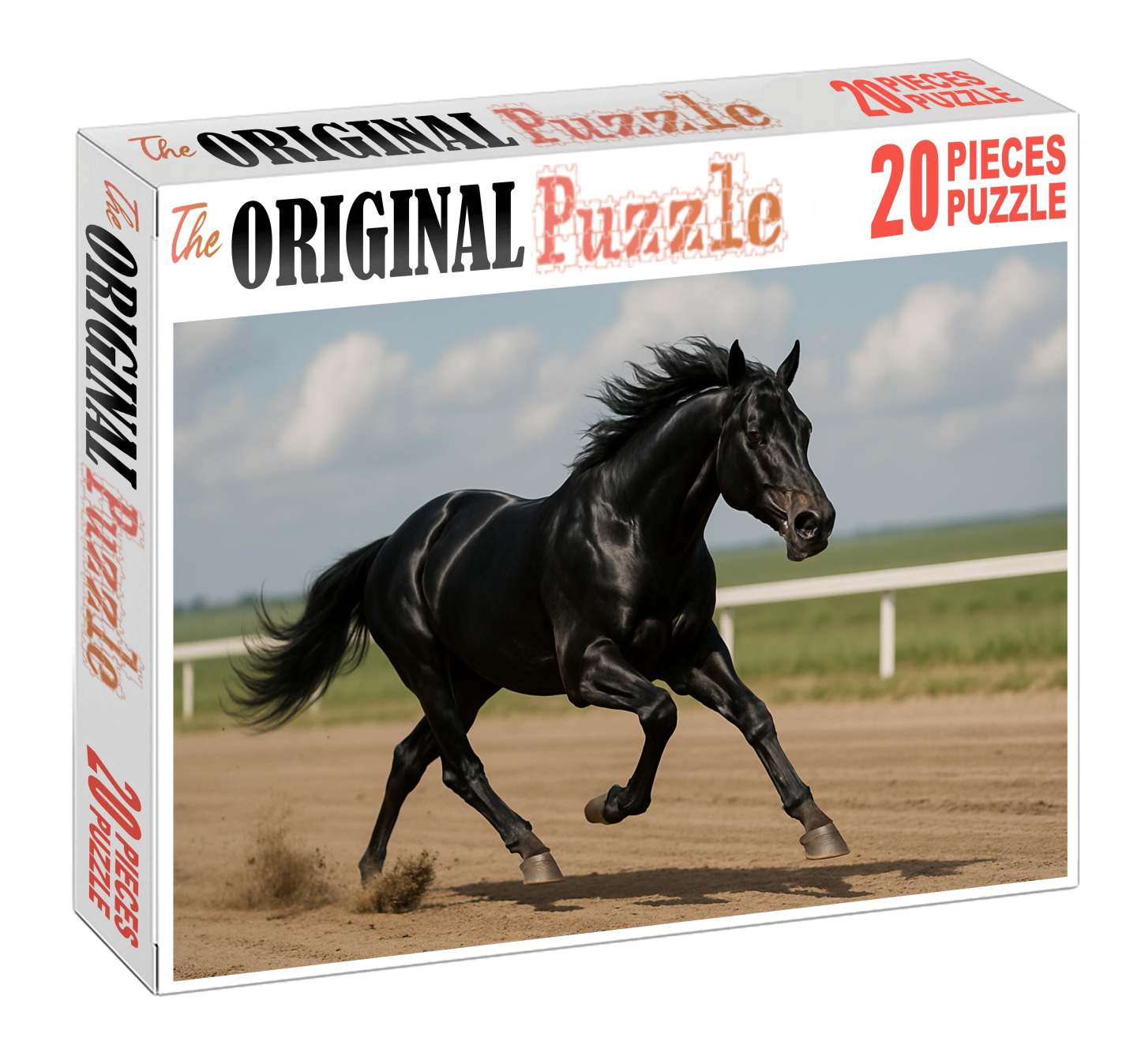 Steel Midnight Racer Sleek Black Thoroughbred With Sharpened Focus Custom Jigsaw Puzzle