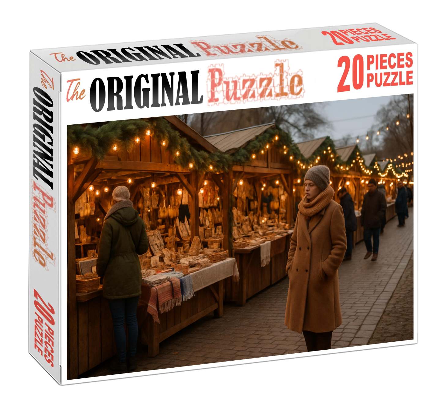 Winter Hearthside Market Warm Lights And Handcrafted Woods 20 Piece Puzzle