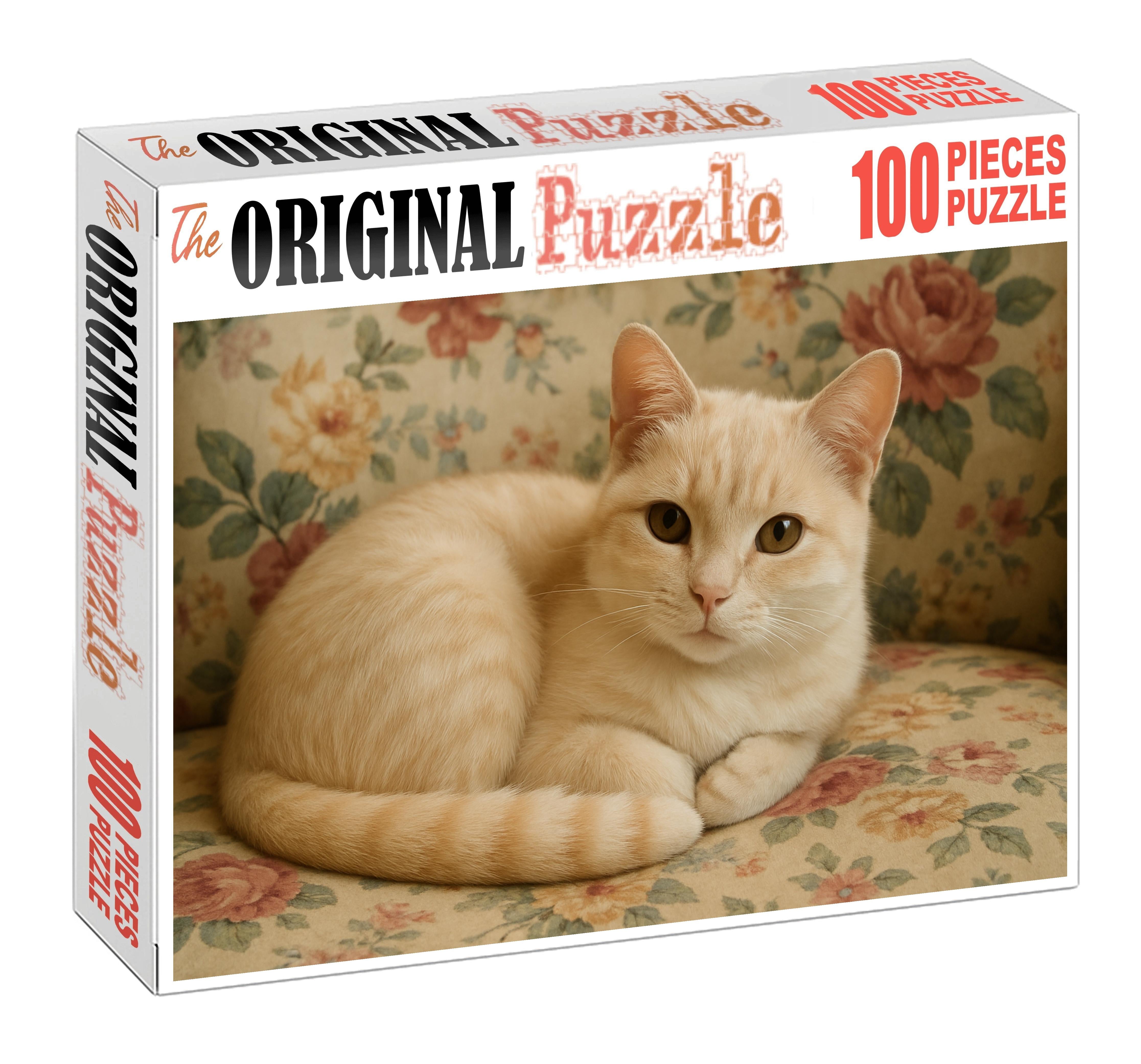 Peach Blossom Delicate Cream-furred Cat With Sweet Disposition 1000 Piece Puzzle