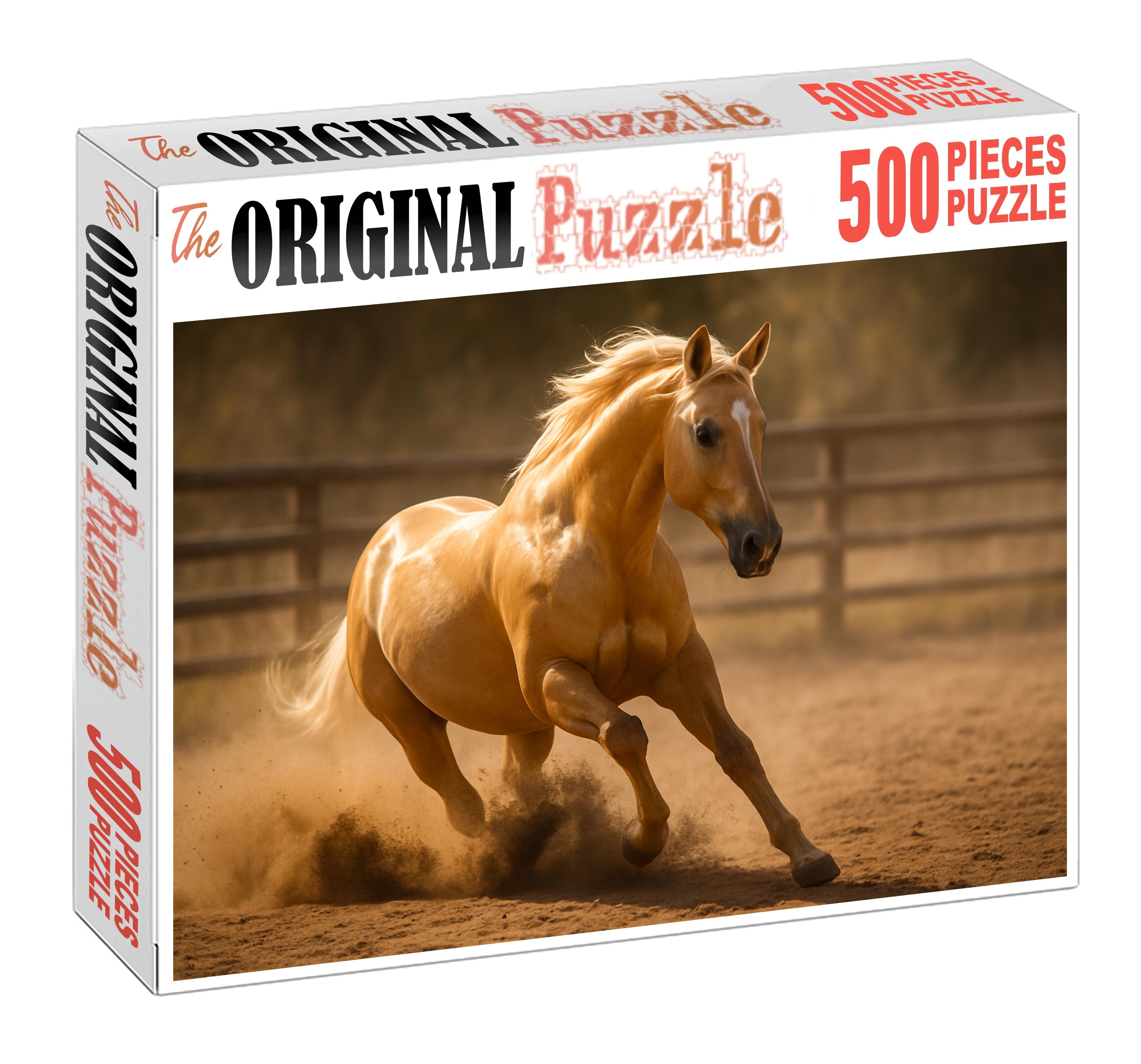 Golden Meadow Warm Palomino Quarter Horse Gelding With Agile Frame 50 Piece Puzzle