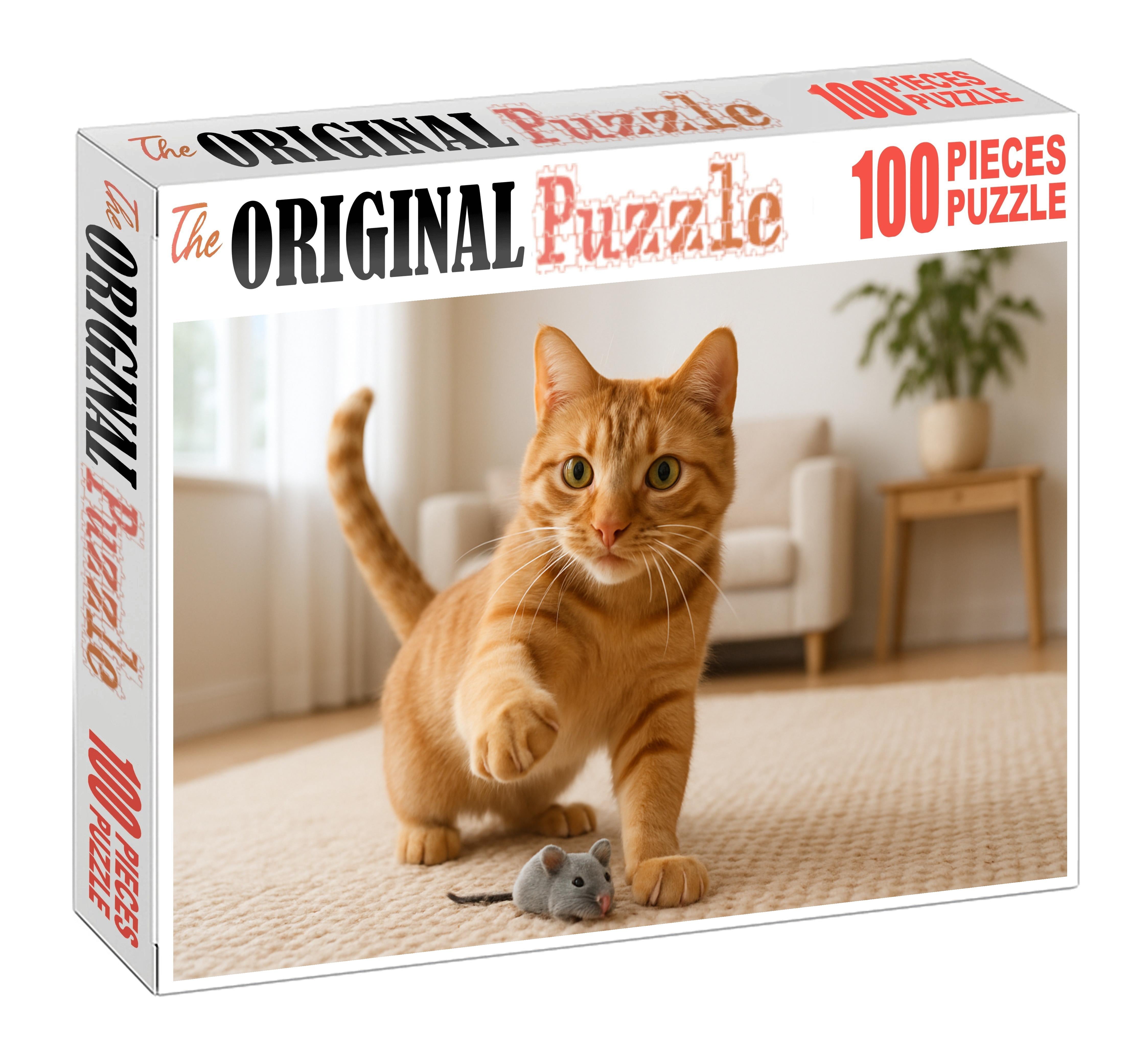Amber Flicker Fiery Orange Ticked Tabby With Playful Wit Premium Puzzle Pieces