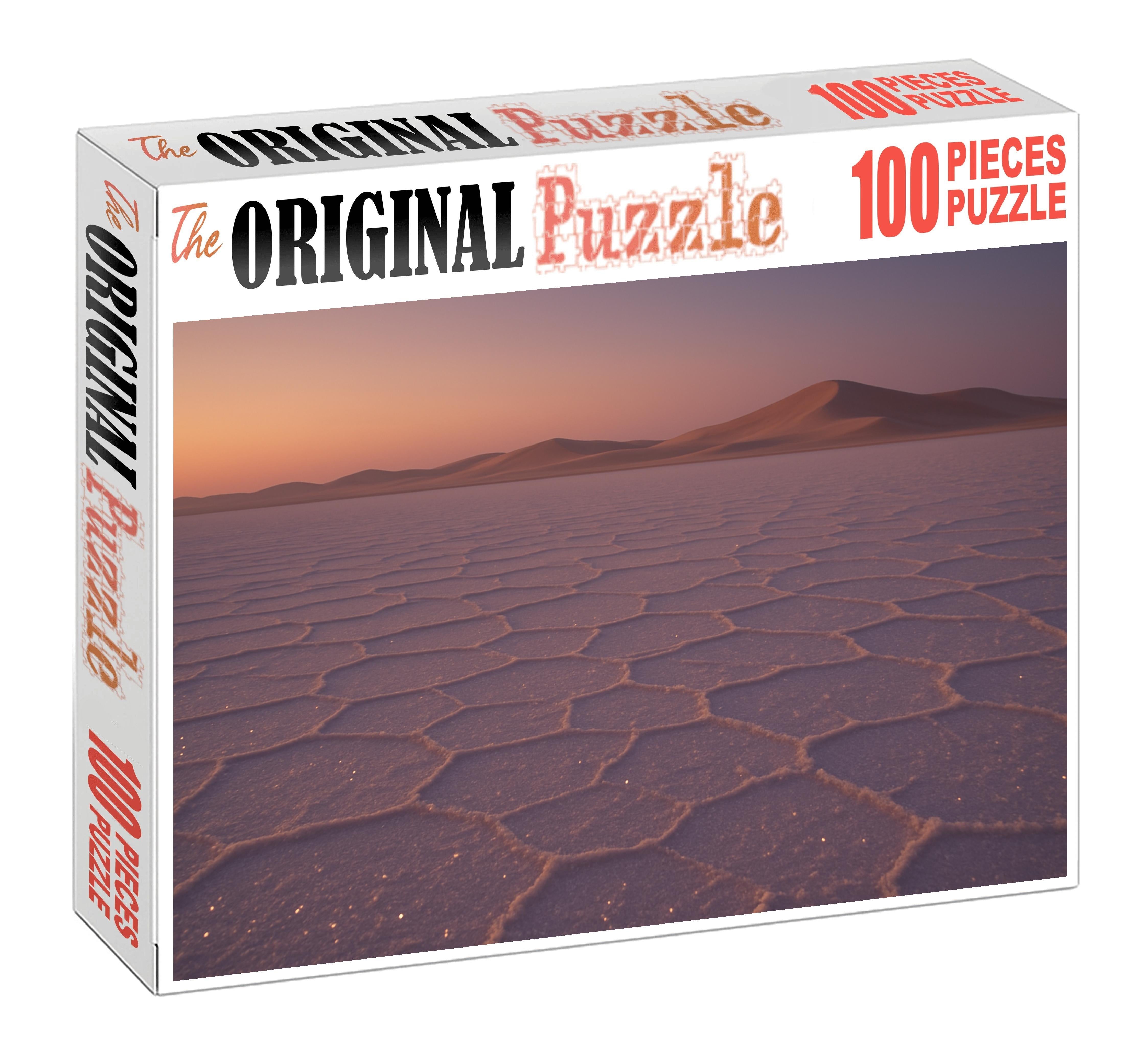 Salt Veil Basin Crystalline Desert Floor At Dusk Puzzle For Adults