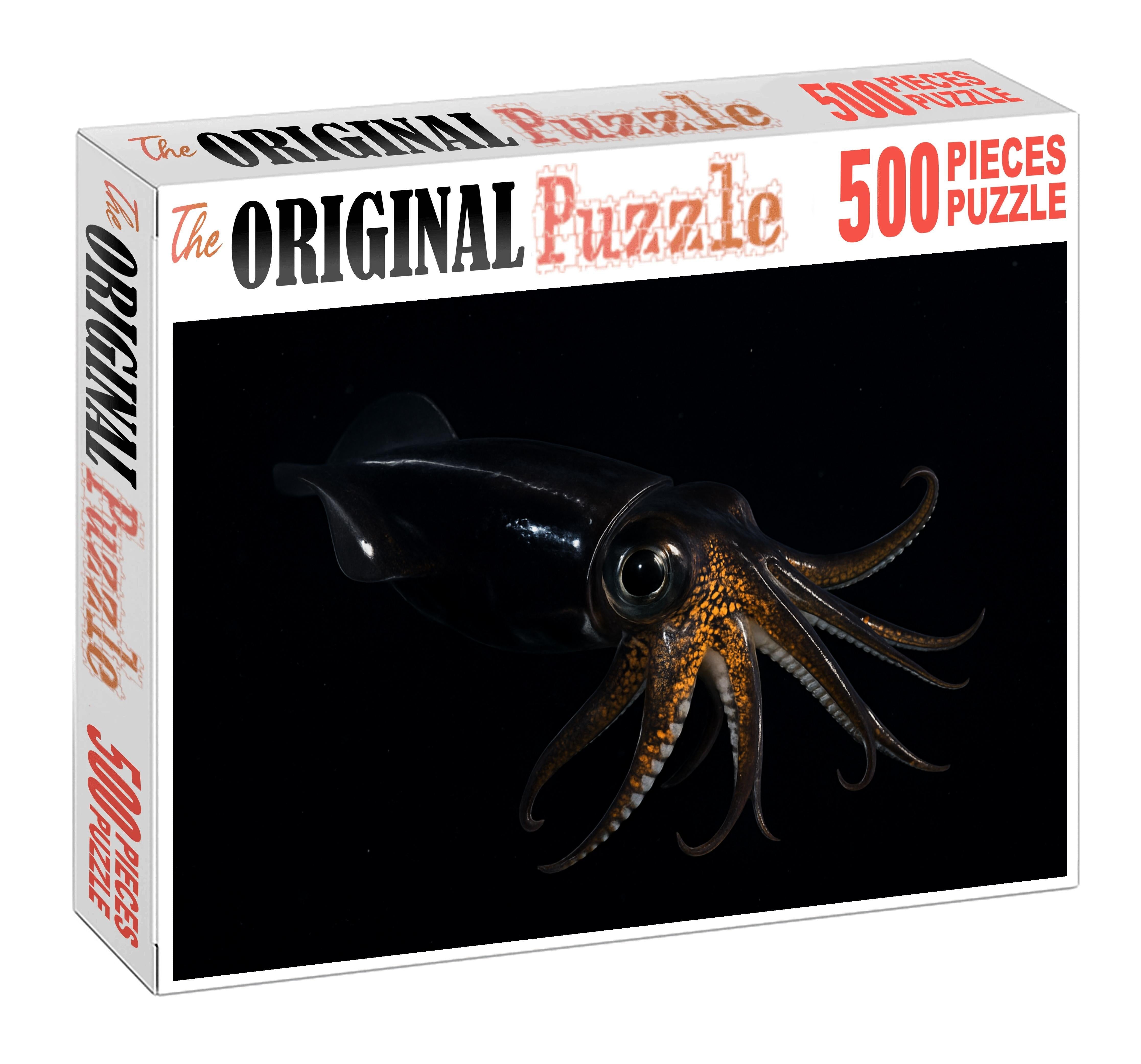 Midnight Phantom Squid Elusive Cephalopod With Jet-black Skin And Rapid Camouflage 300 Piece Puzzle