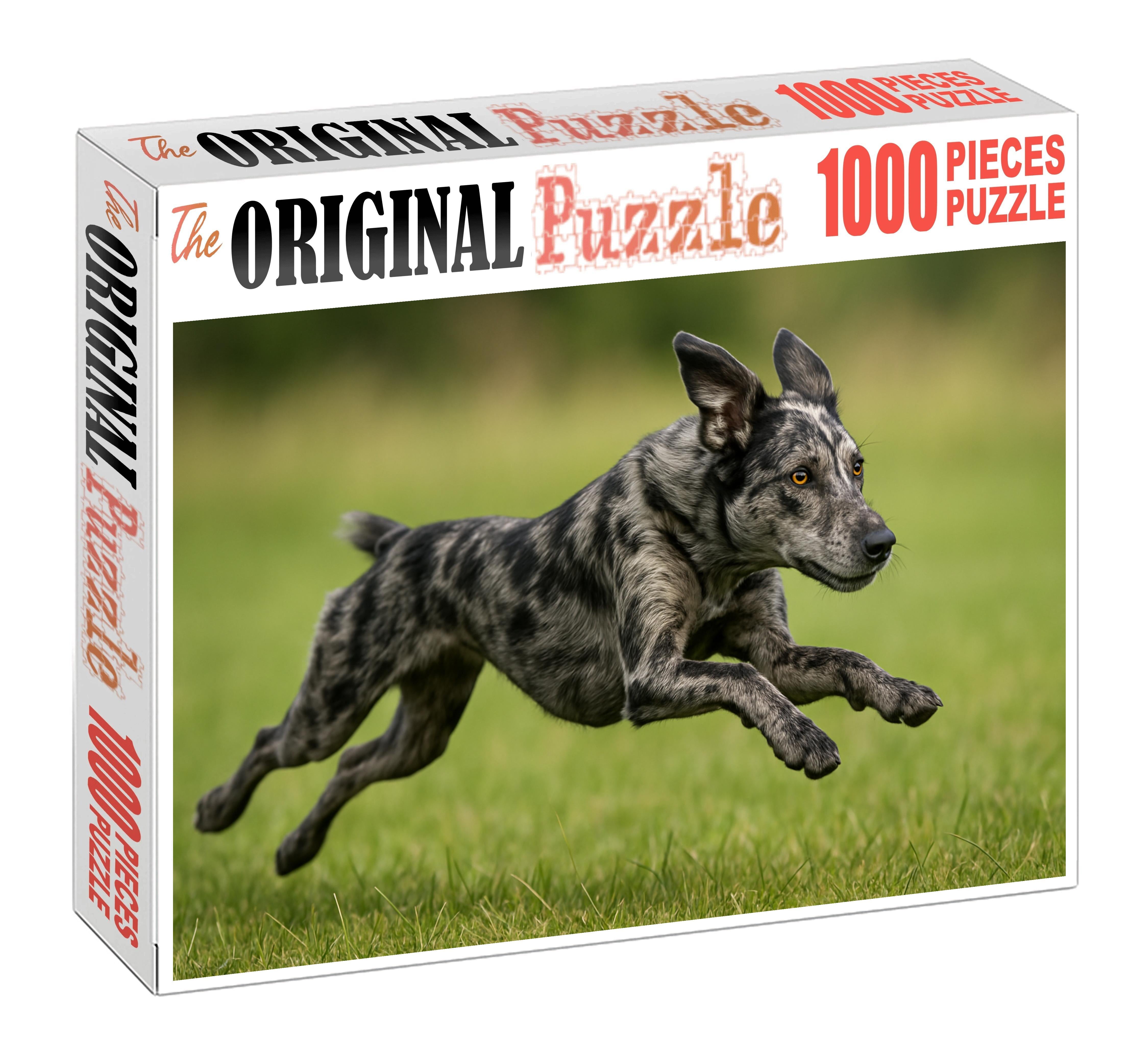 Dusky Marble Mottled Gray-black Herding Dog With Agile Grace Puzzle For Kids