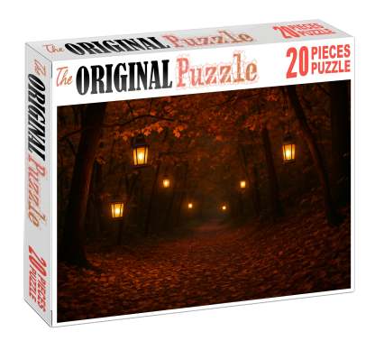 Early Autumn Festival Pathway Leaf Litter And Lanterns 100 Piece Puzzle