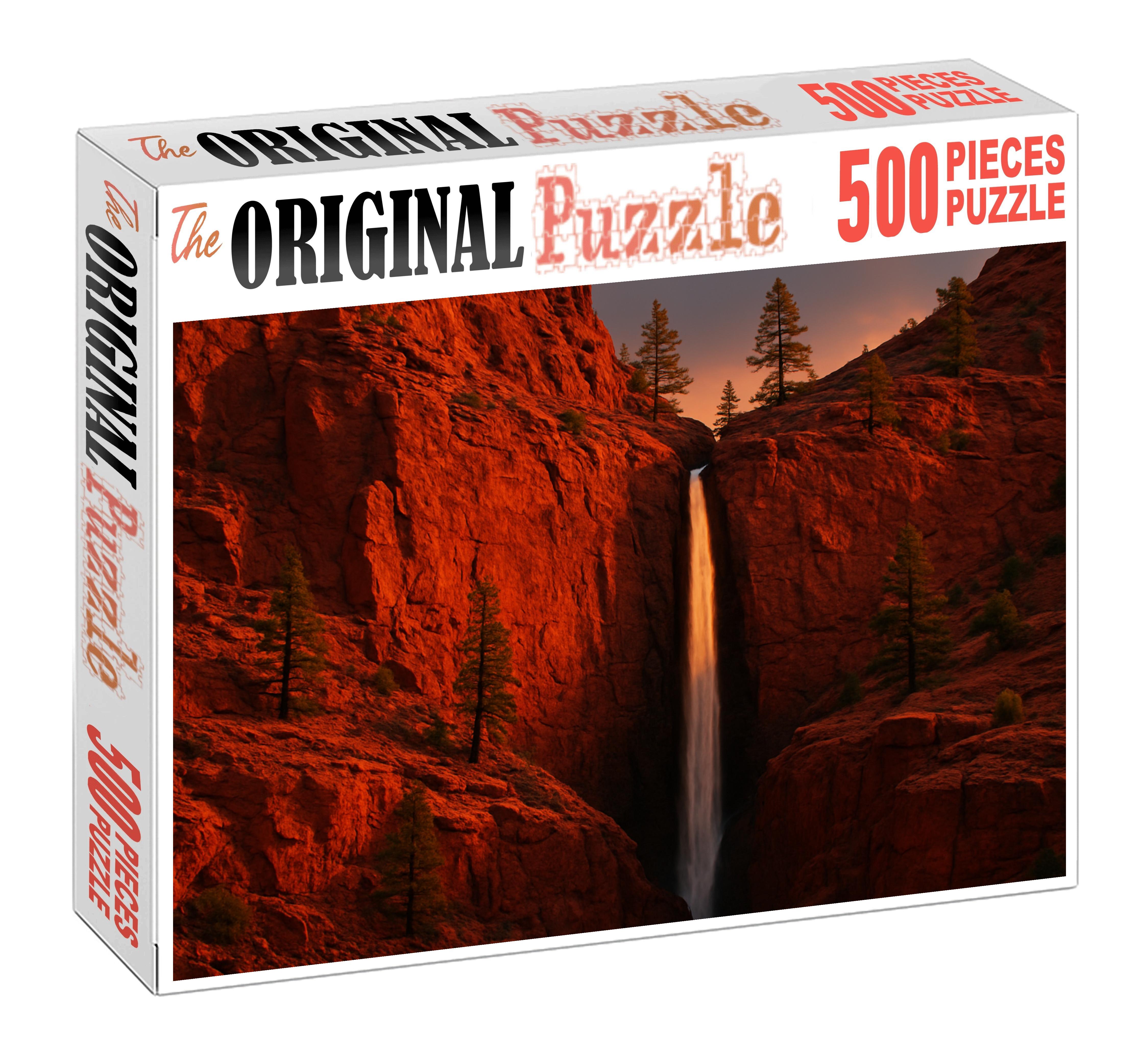 Crimson Ember Falls Large Format Puzzle