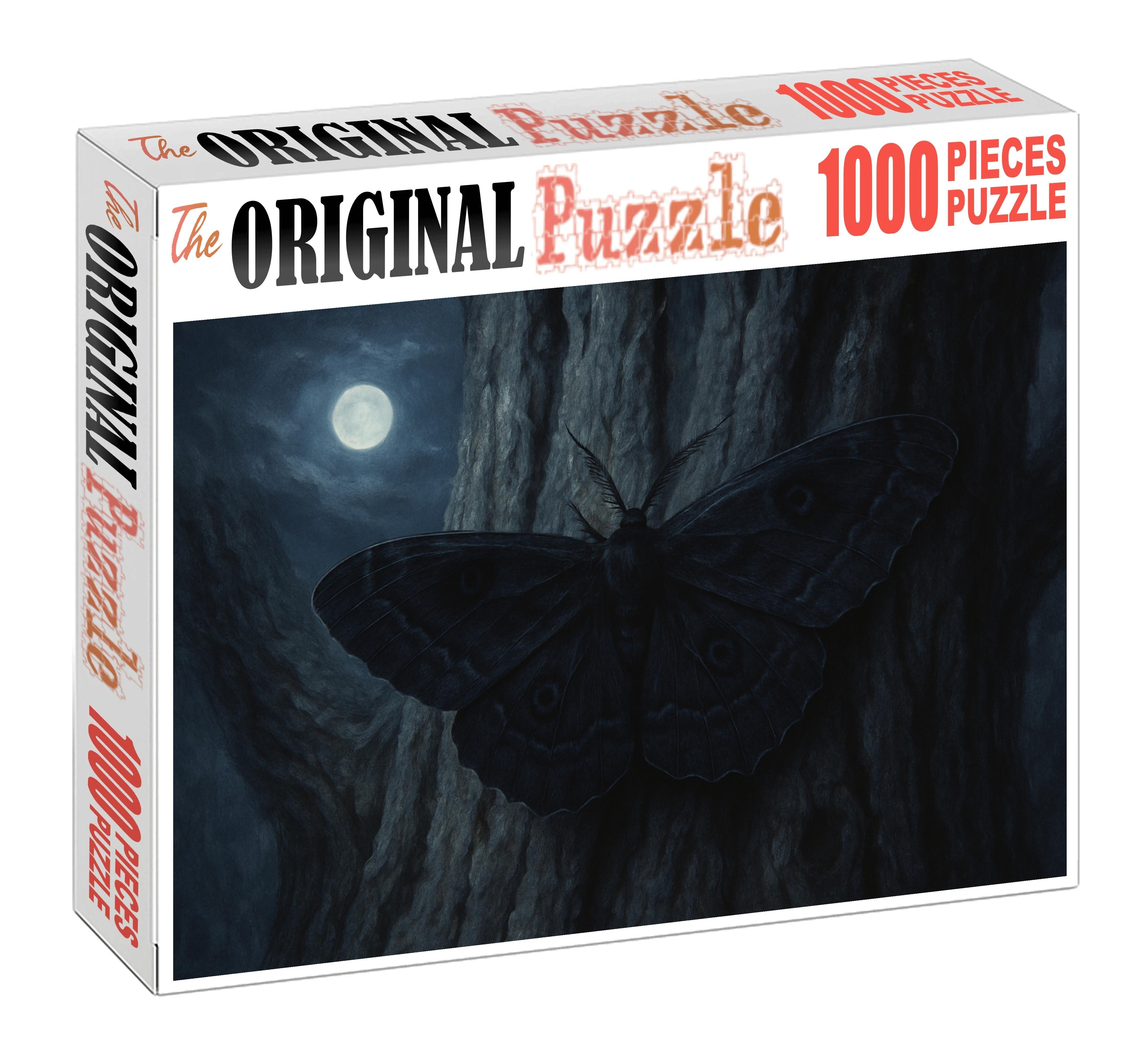 Onyx Veil Moth Nighttime Specter With Silken Shadowed Wings Puzzle For Adults