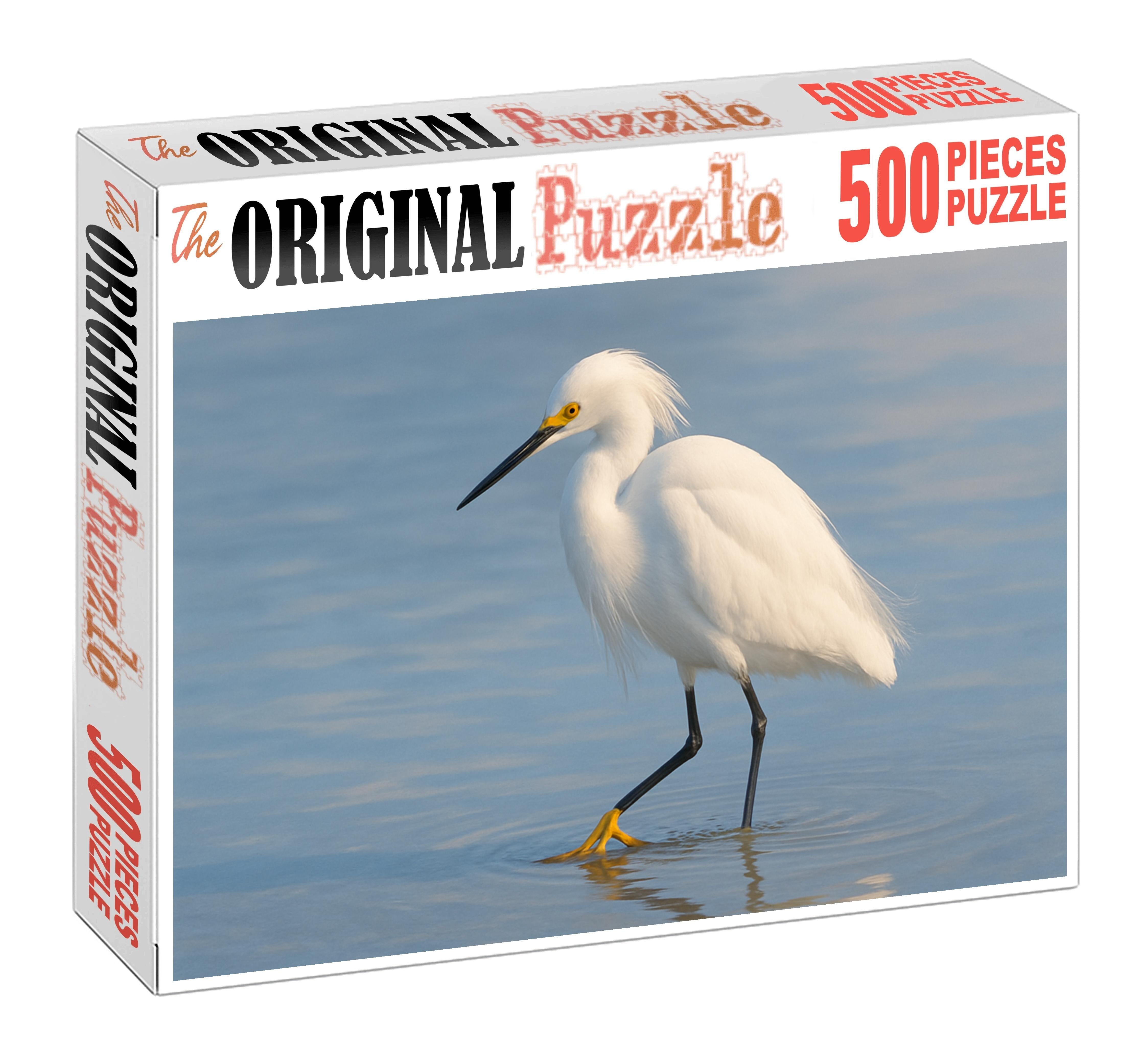 Snowy Egret Elegant Shoreline Stalker Puzzle Fun