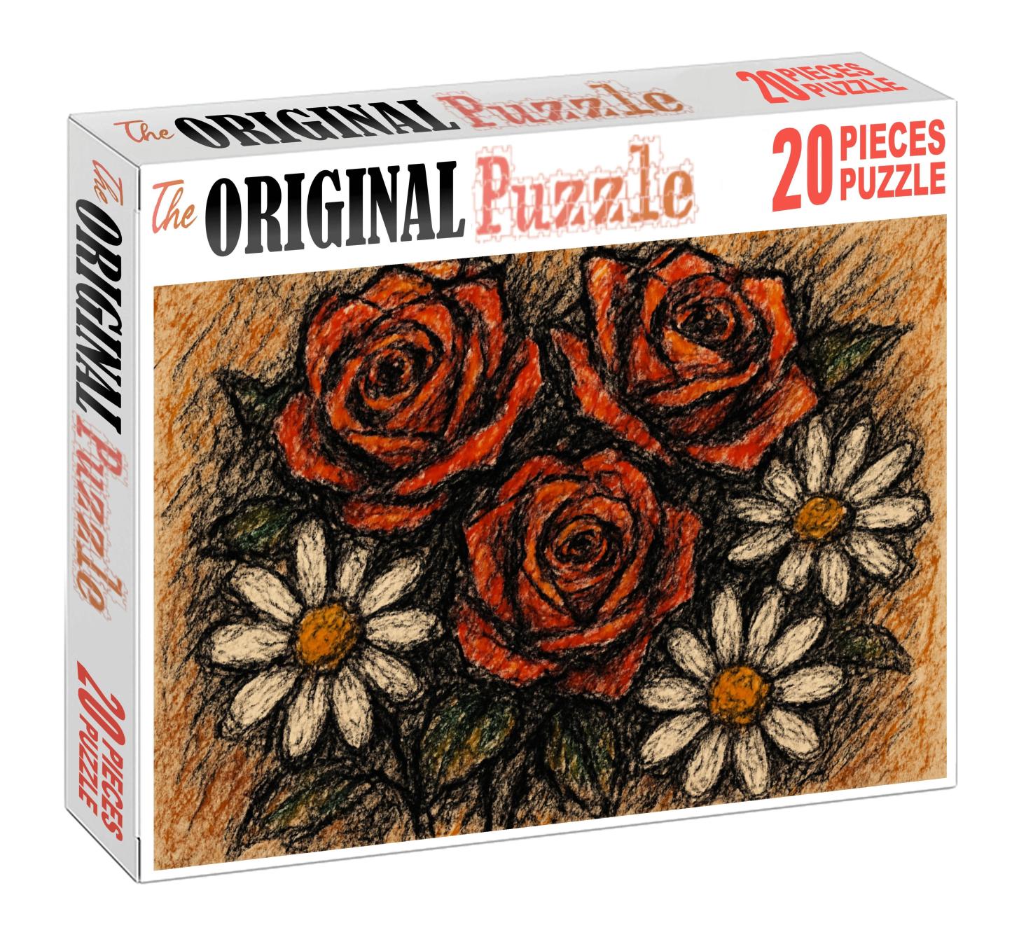 Floral Still Life In Cont Crayon Bold Textural Forms Of Garden Blooms Large Format Puzzle