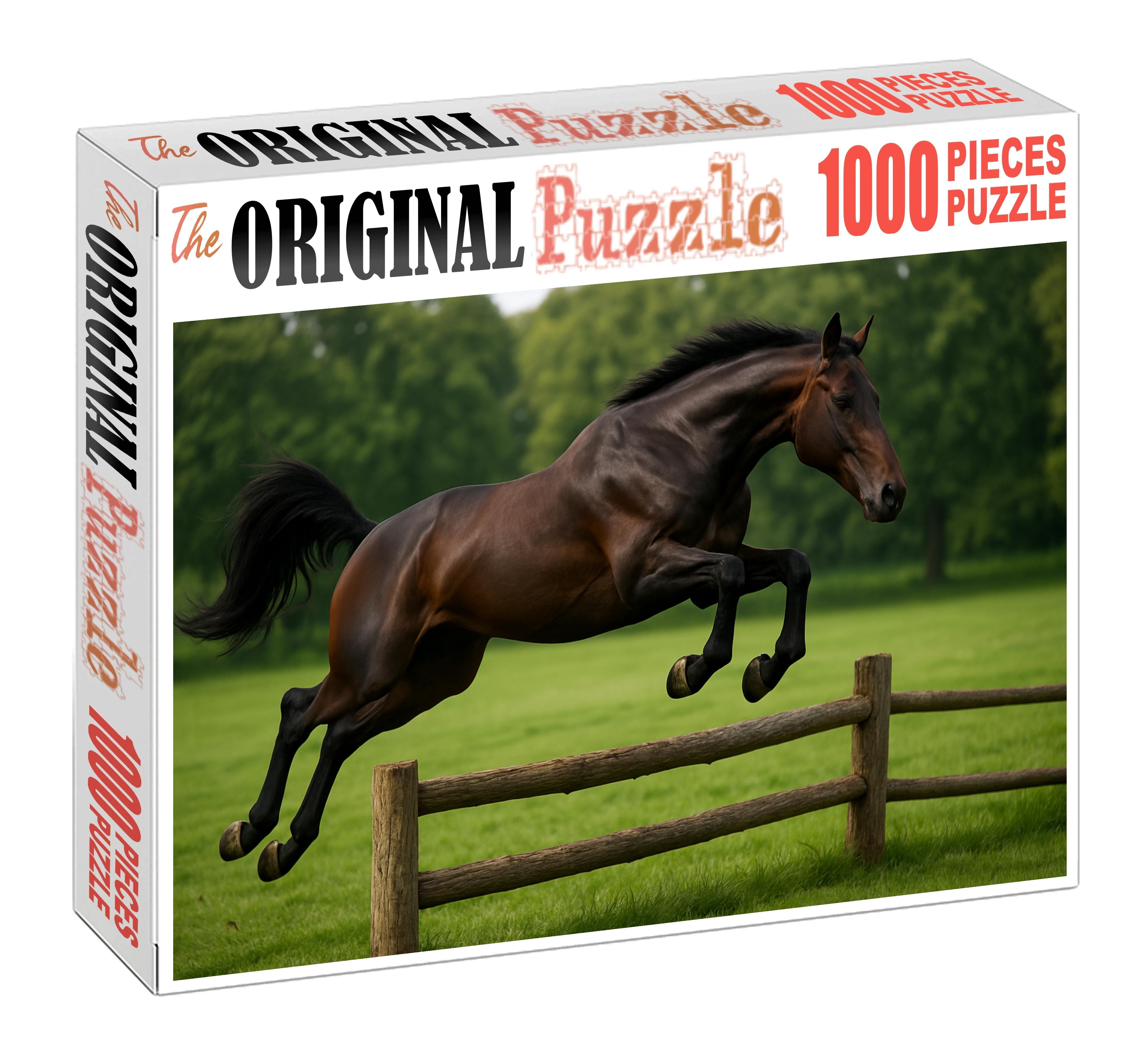 Sapphire Ridge Hunter Sleek Dark Bay Mare With Graceful Precision Custom Jigsaw Puzzle