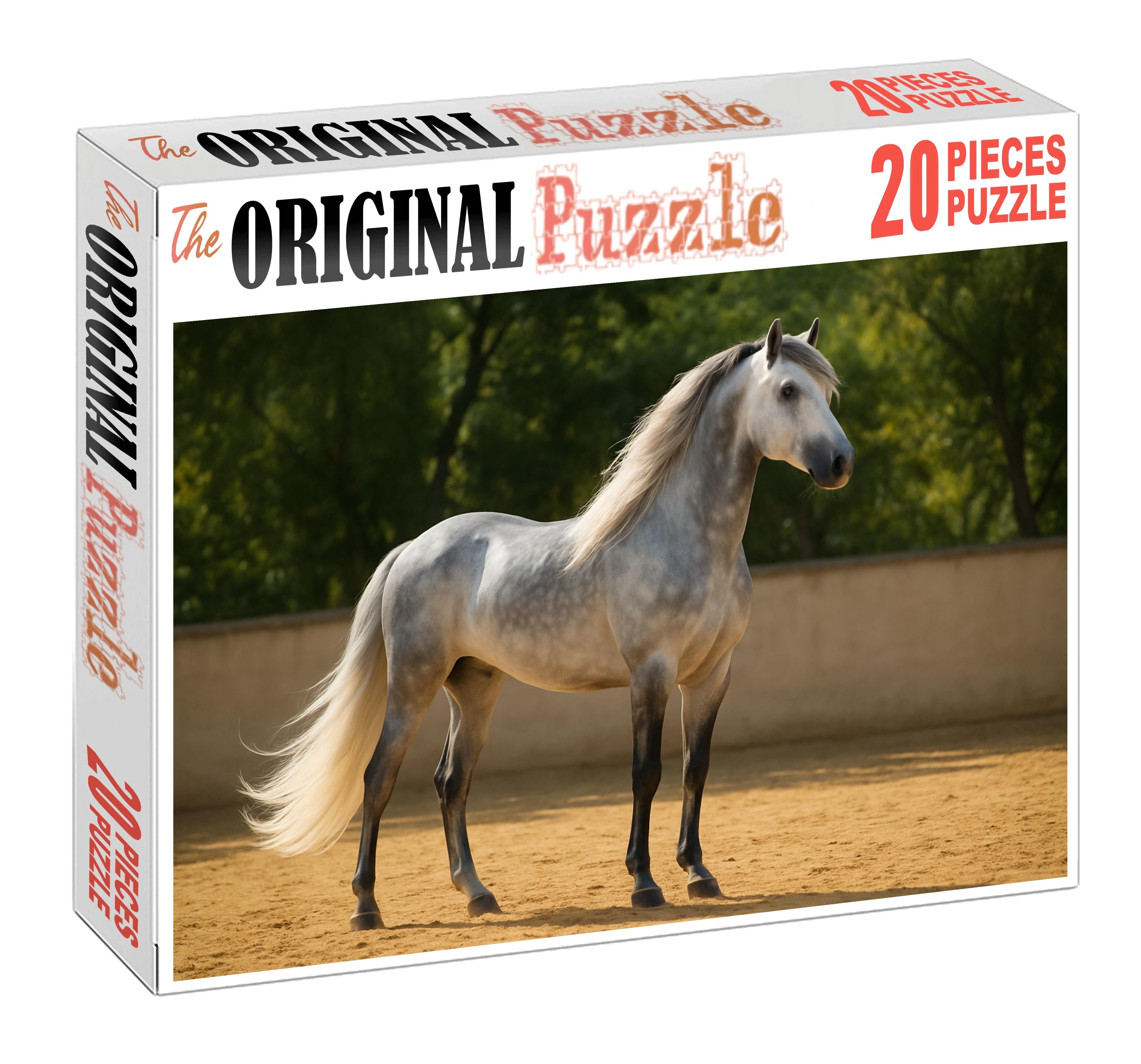 Silver Mist Andalusian Graceful Gray Stallion With Flowing Mane Large Format Puzzle