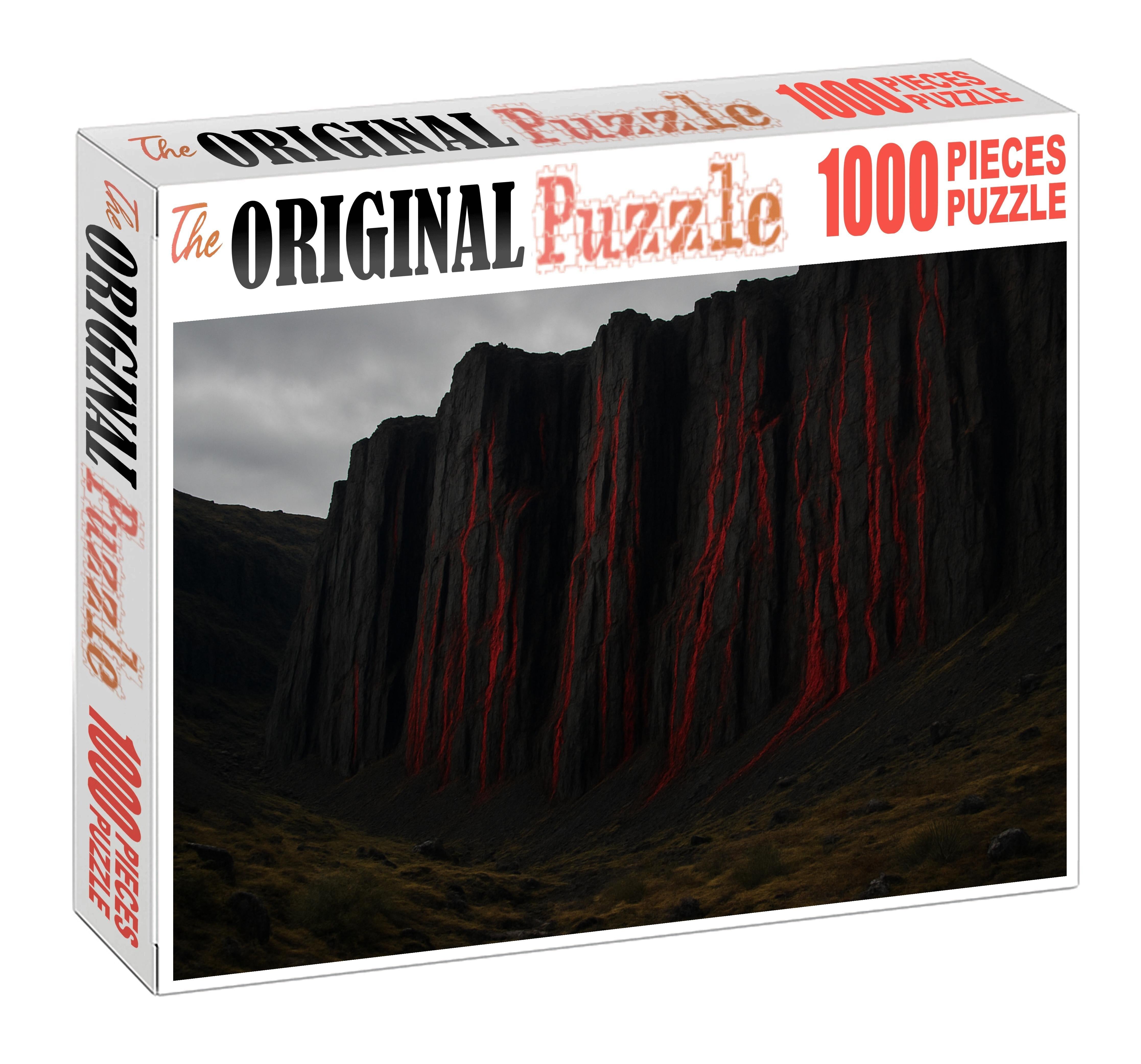 Crimson Basalt Cliffs Puzzle For Adults