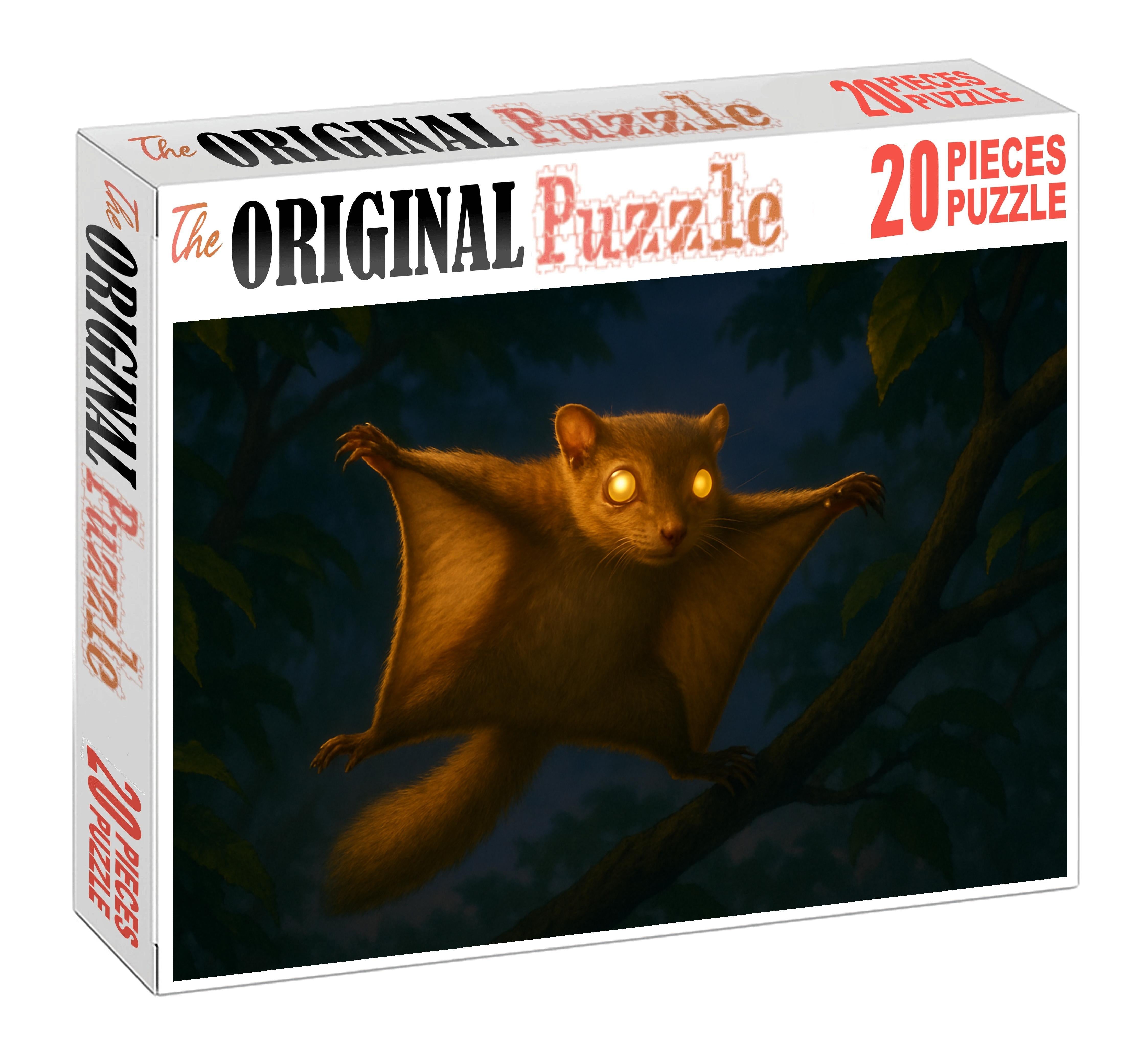 Golden Canopy Glider Agile Mammal With Patagium And Vibrant Fur Premium Puzzle Pieces