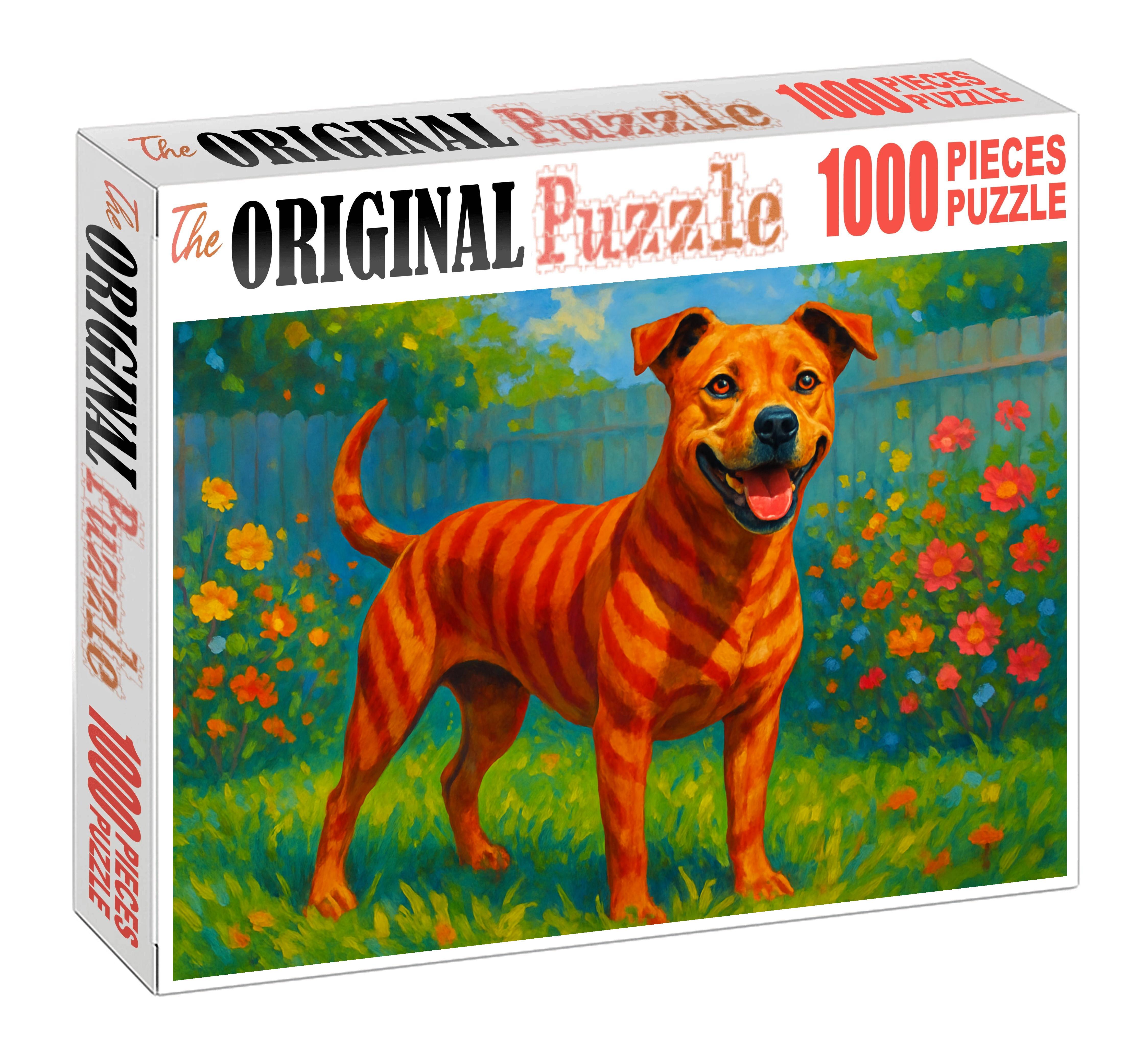 Crimson Dream Lively Red-striped Bull Dog With Tenacious Spirit 100 Piece Puzzle