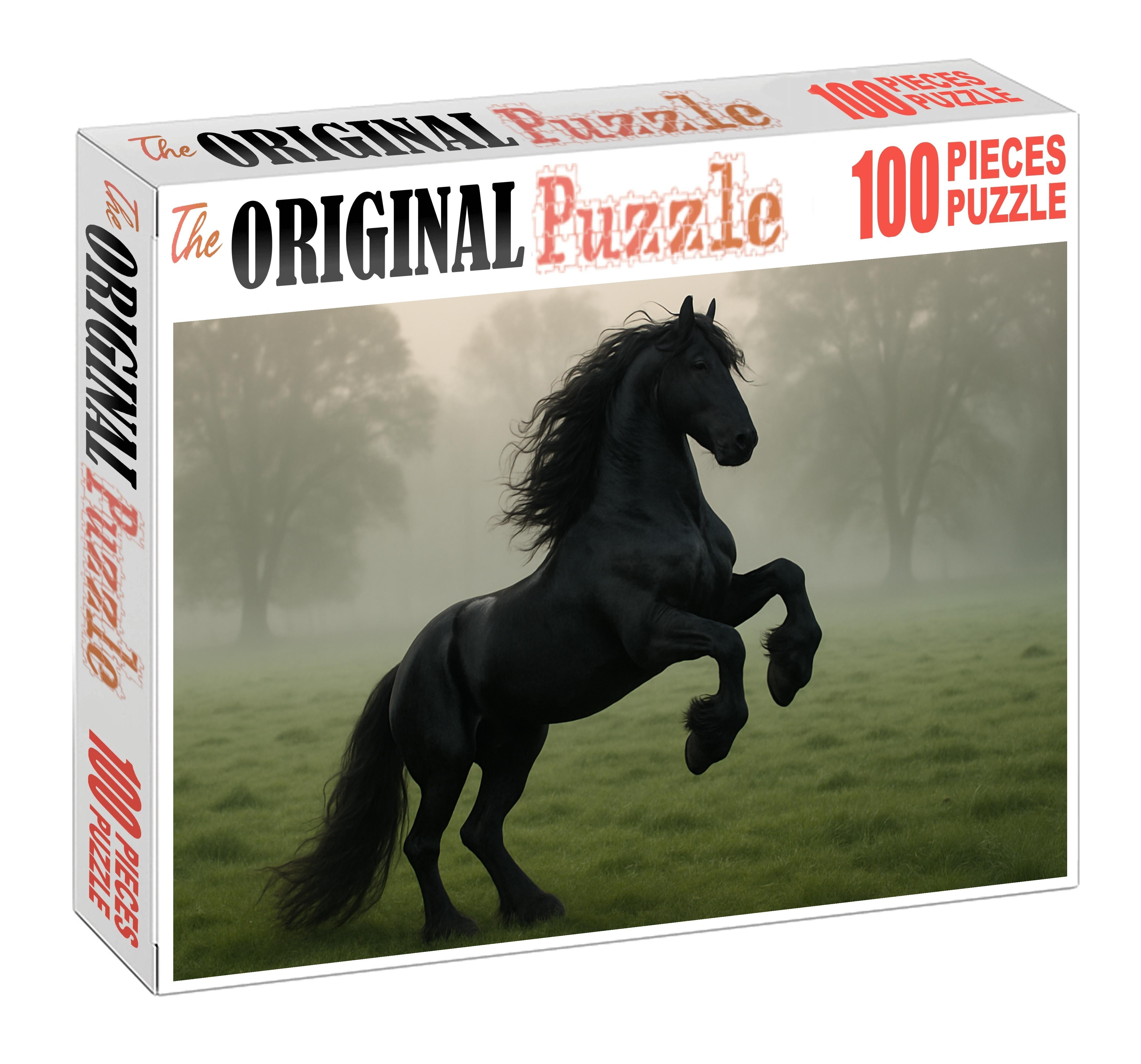 Ebony Thunder Majestic Black Friesian Stallion Challenging Puzzles
