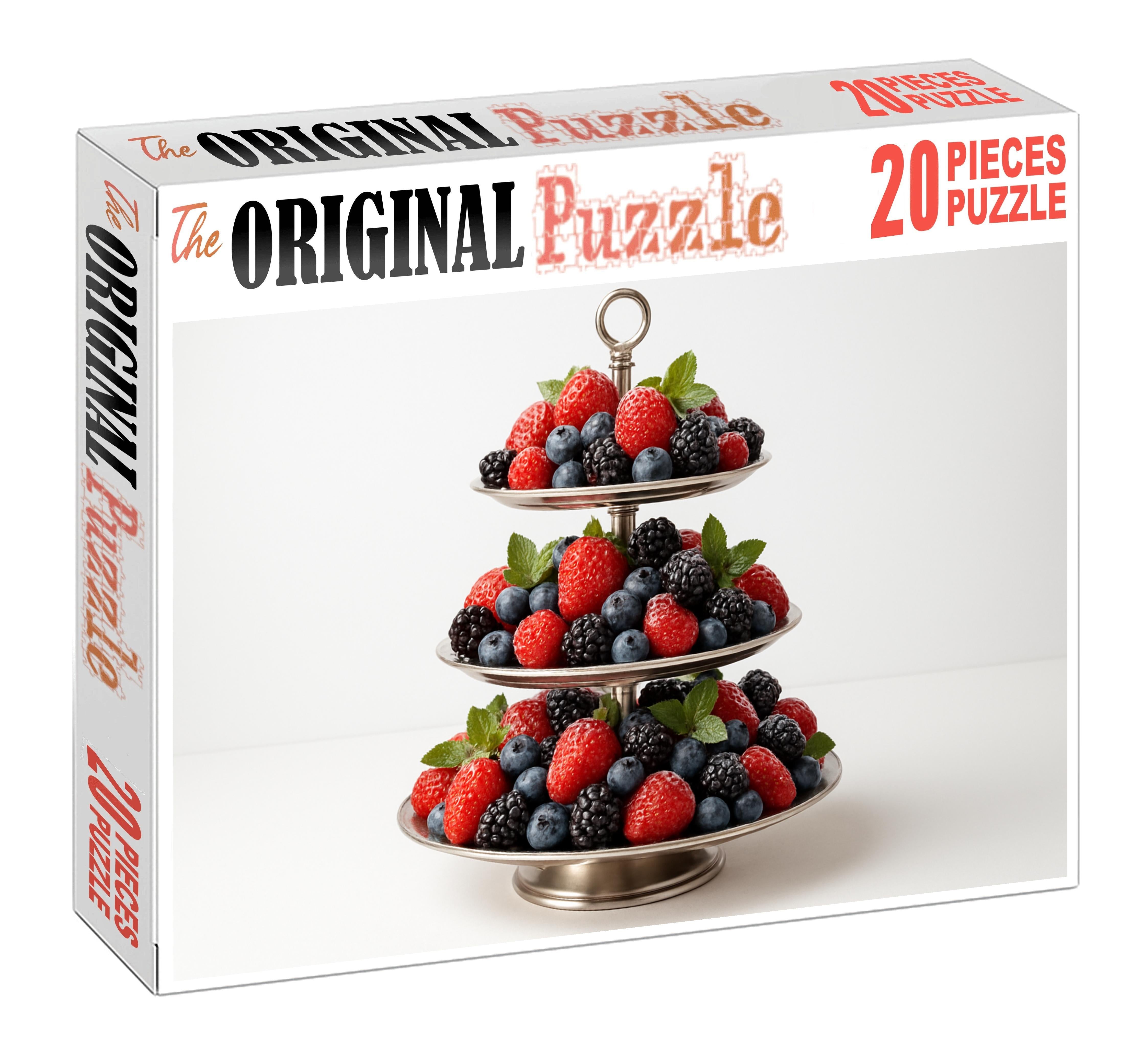 Berry Cascade Towering Arrangement Of Strawberries Blueberries And Blackberries 20 Piece Puzzle