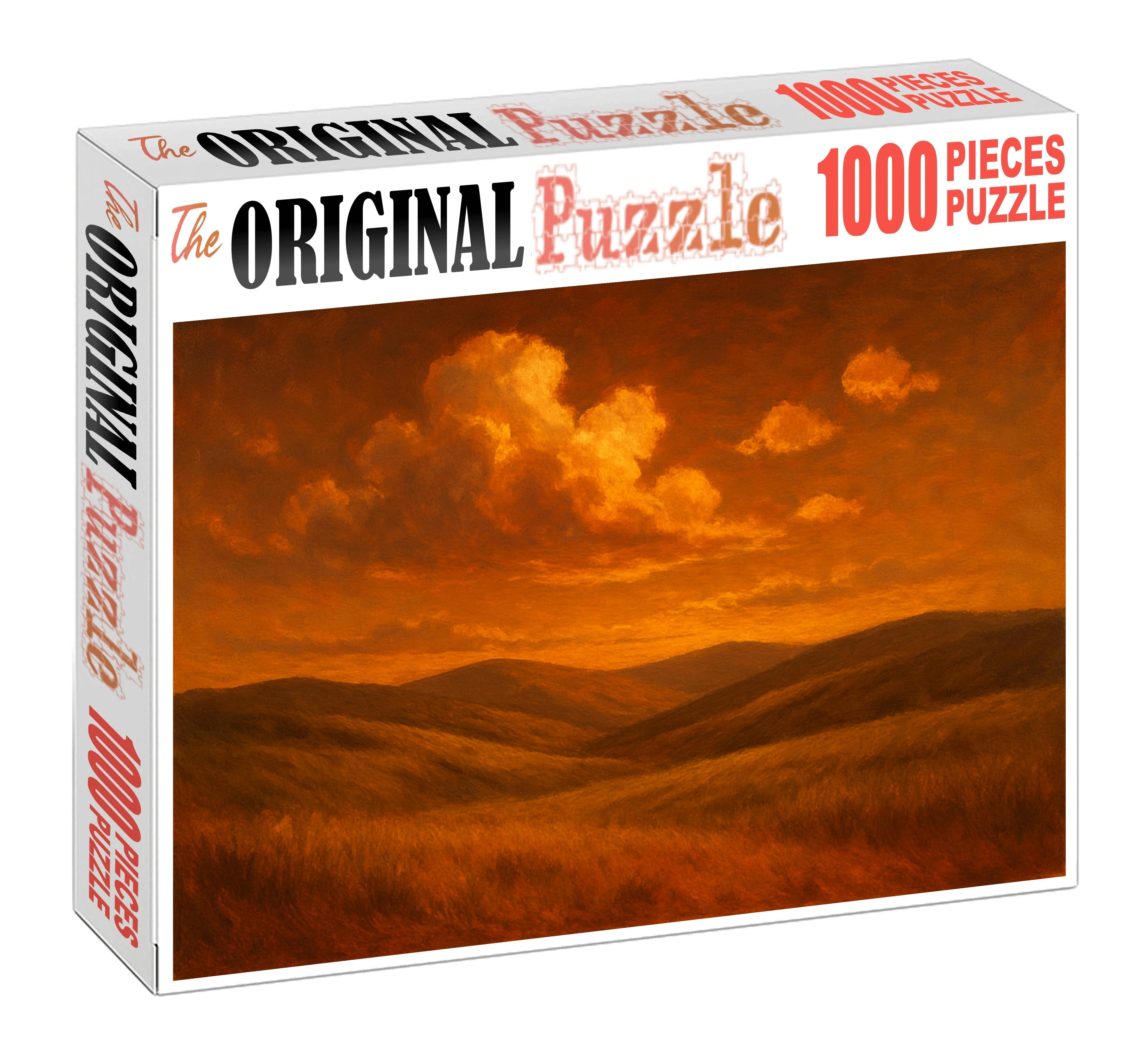 Copper Sunset Over Rolling Grasslands Premium Puzzle Pieces