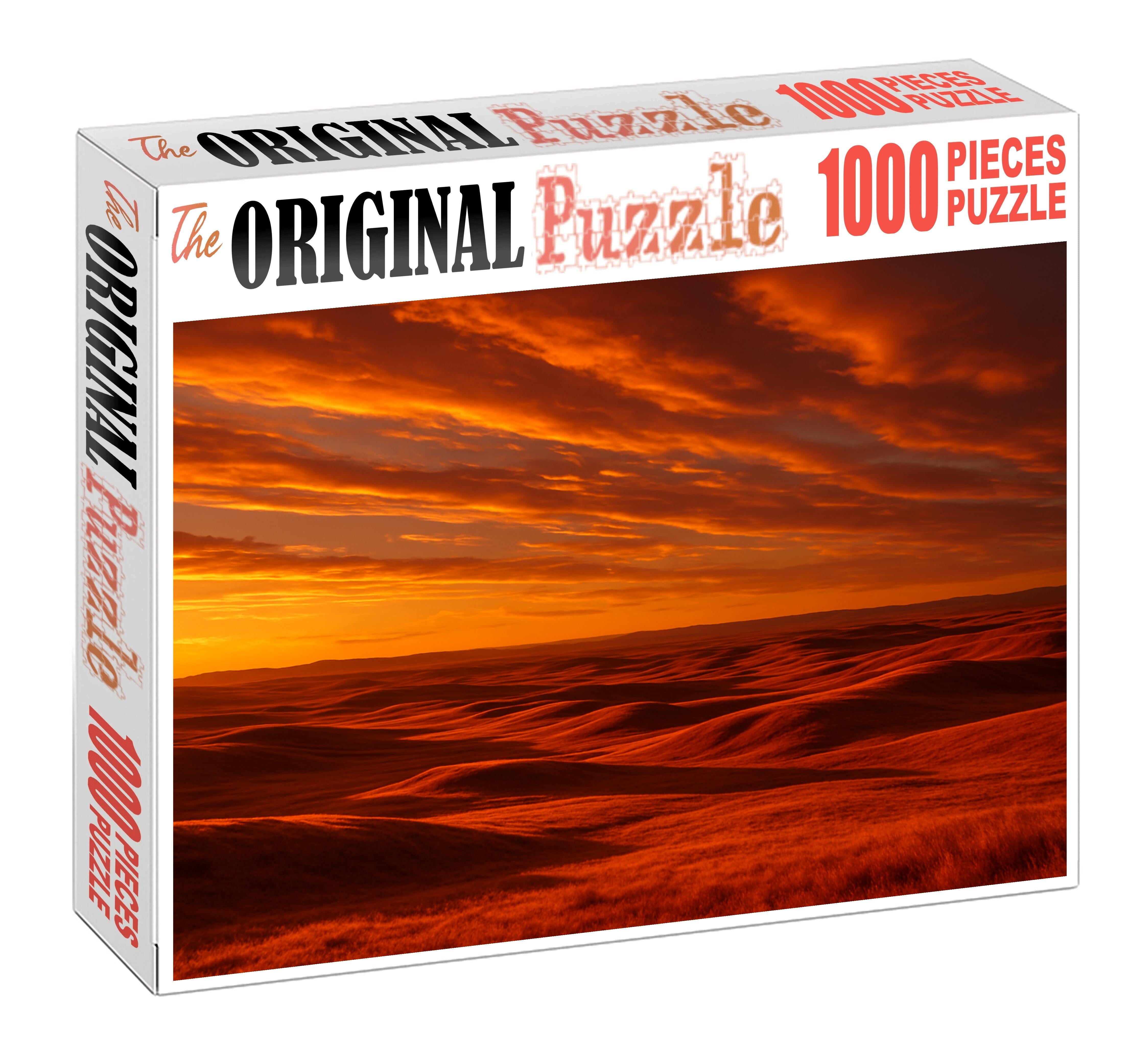 Amber Radiance Over Rolling Plains Mini Puzzle