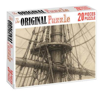 Historic Maritime Rigging Detailed Pencil Study Of Sailboat Mast And Lines Puzzle Collection